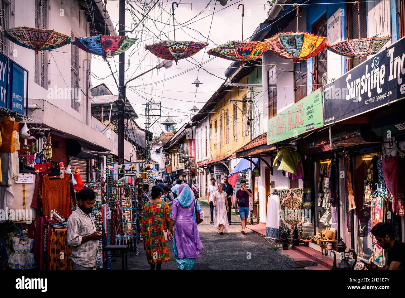 Jewtown Streetmarket, Mattancherry, Kochi, Kerala, India Stock Photo