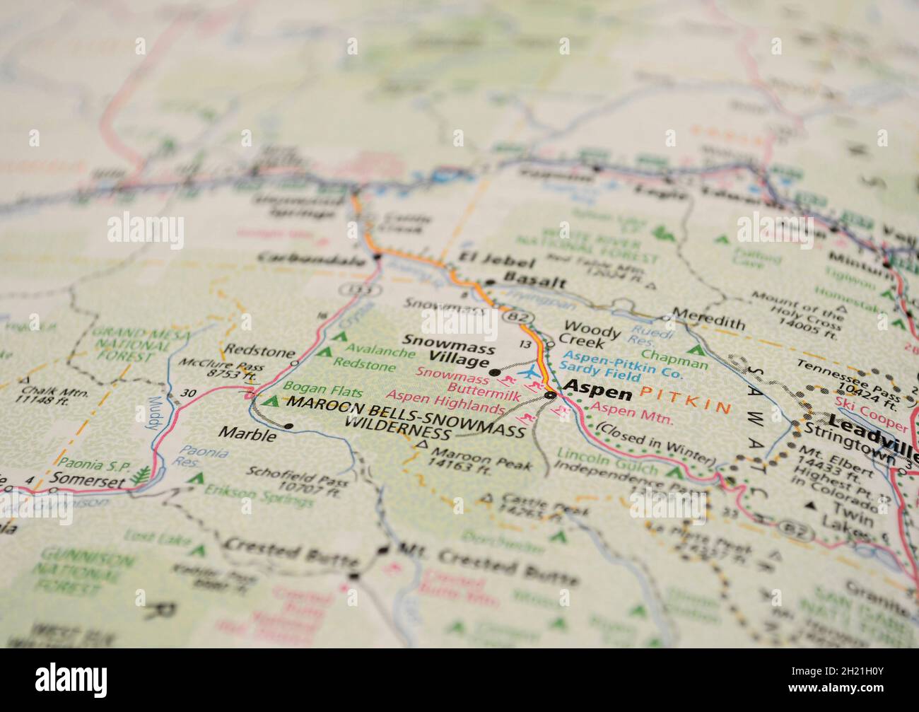 Map of the city of Aspen, CO Stock Photo Alamy