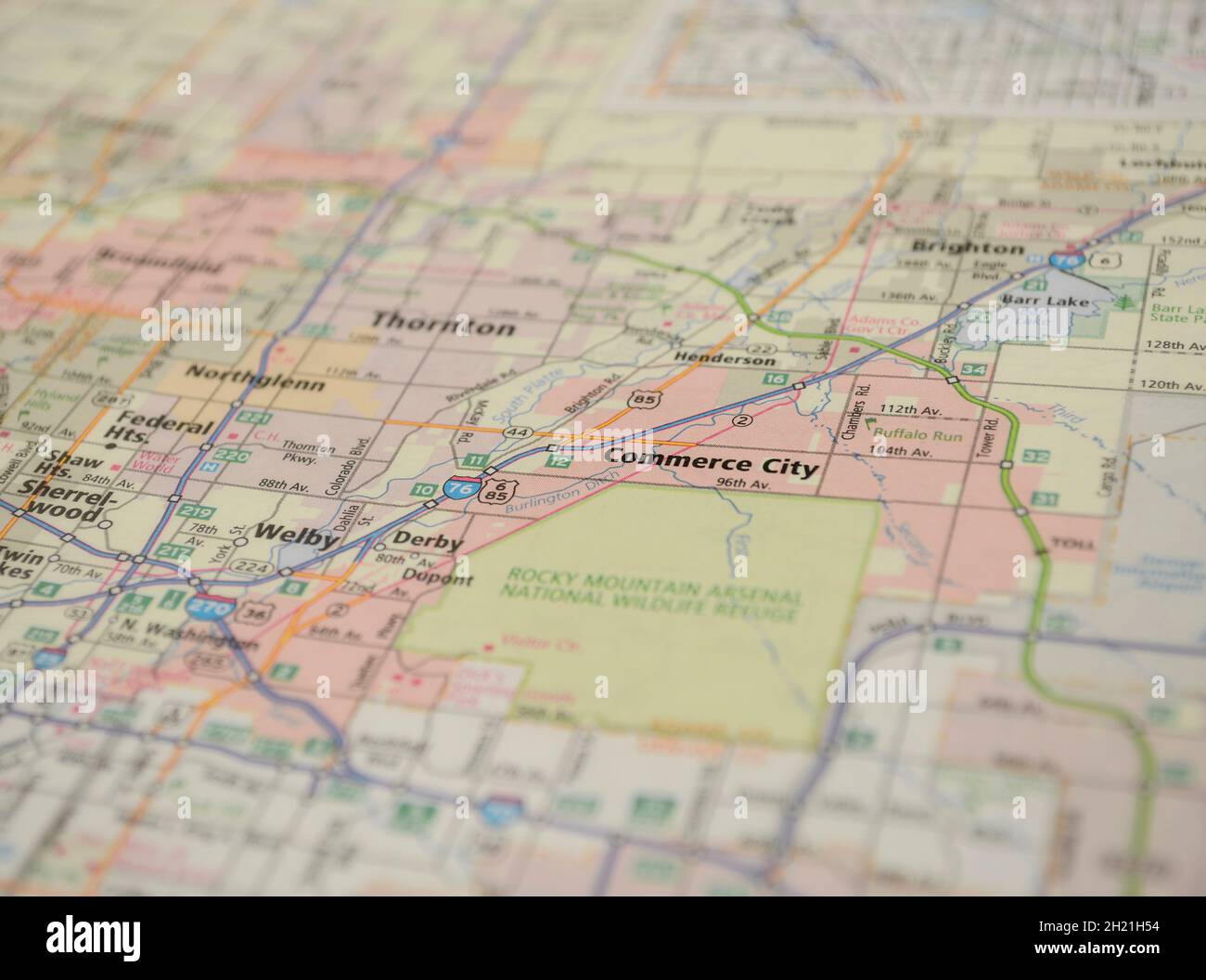 Map of the city of Commerce City, CO Stock Photo Alamy