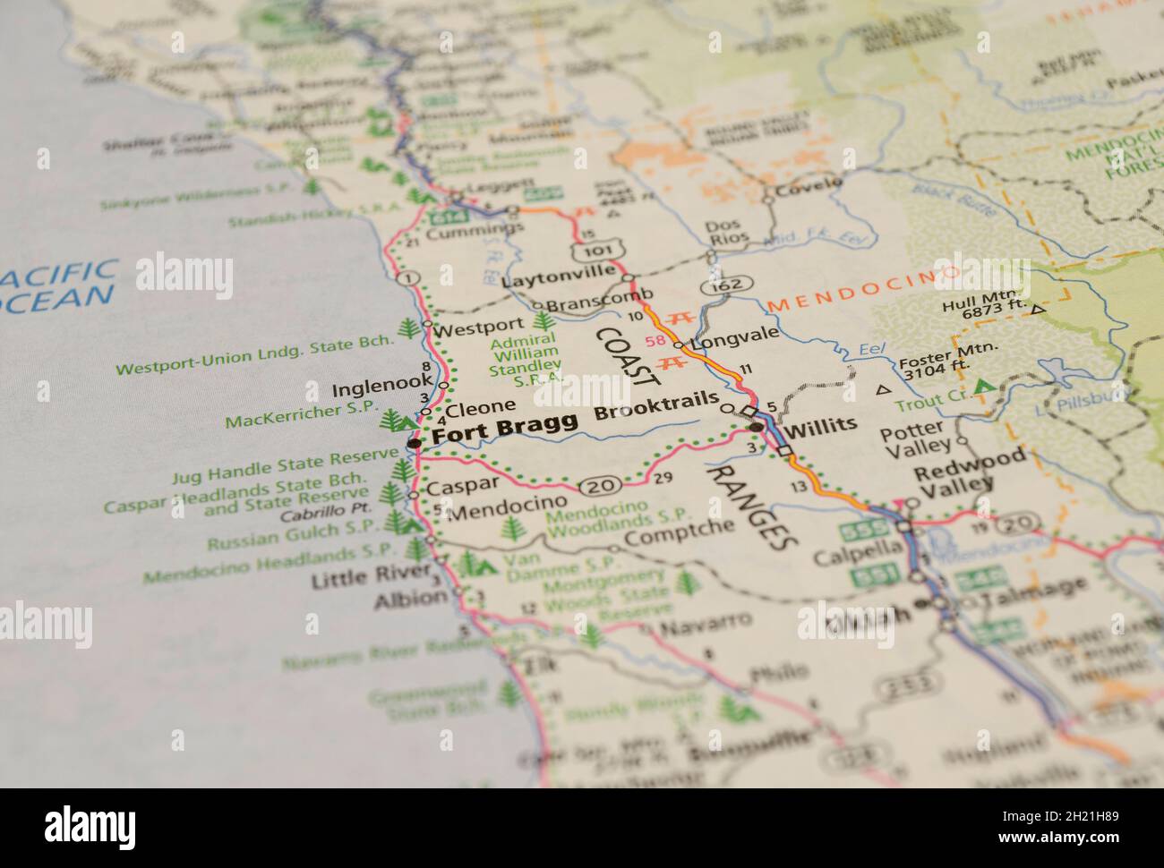 Map of the city of Fort Bragg, CA Stock Photo - Alamy