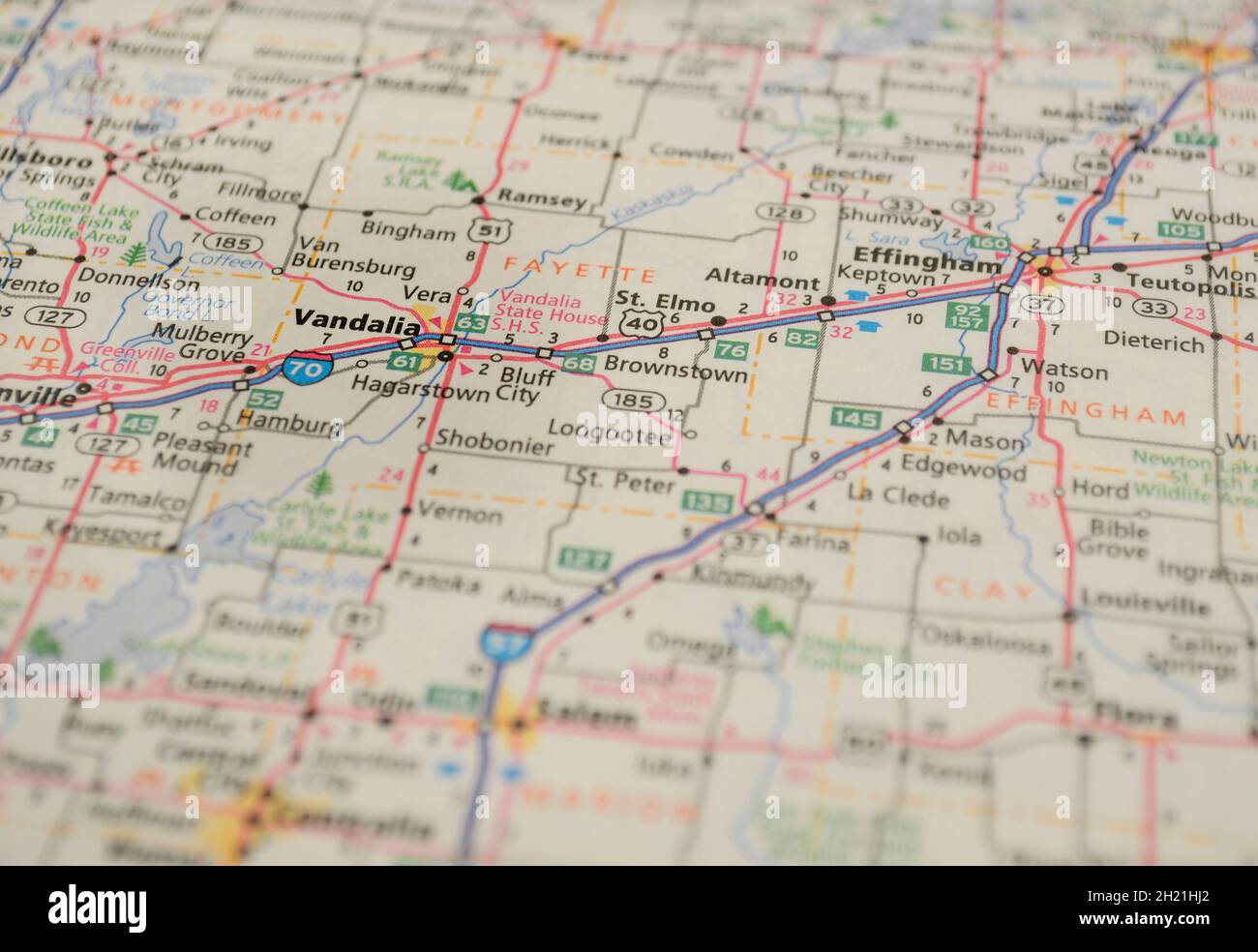 Map of the city of Vandalia, IL Stock Photo Alamy