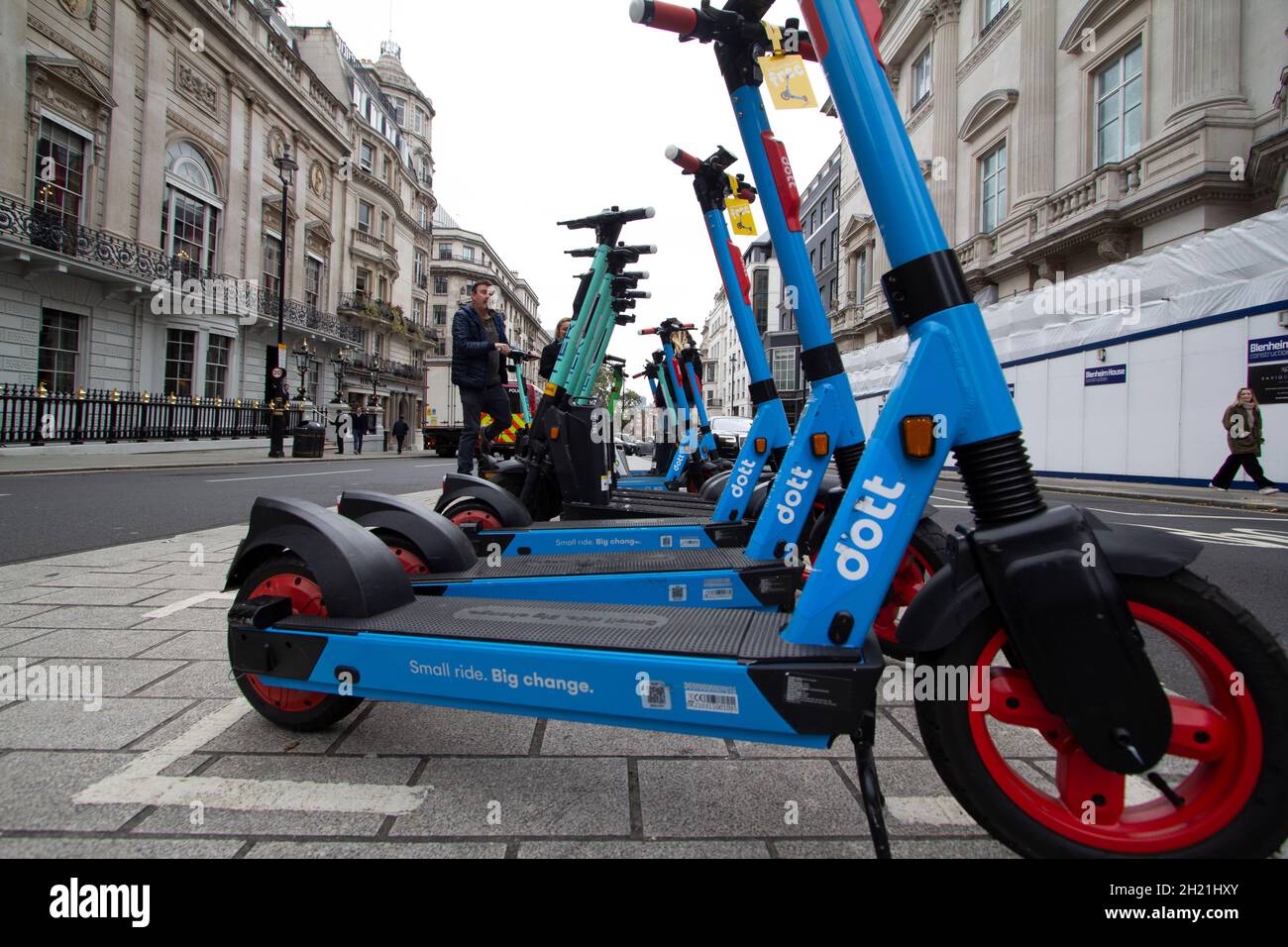 Dott and Lime Electric Scooters for hire in Mayfair London street Stock Photo Alamy