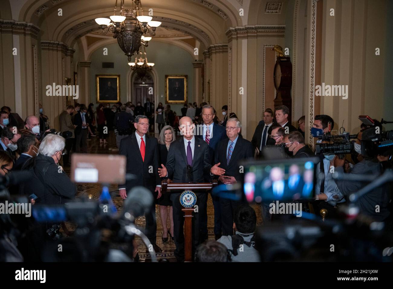 United States Senator Rick Scott (Republican of Florida) offers remarks ...