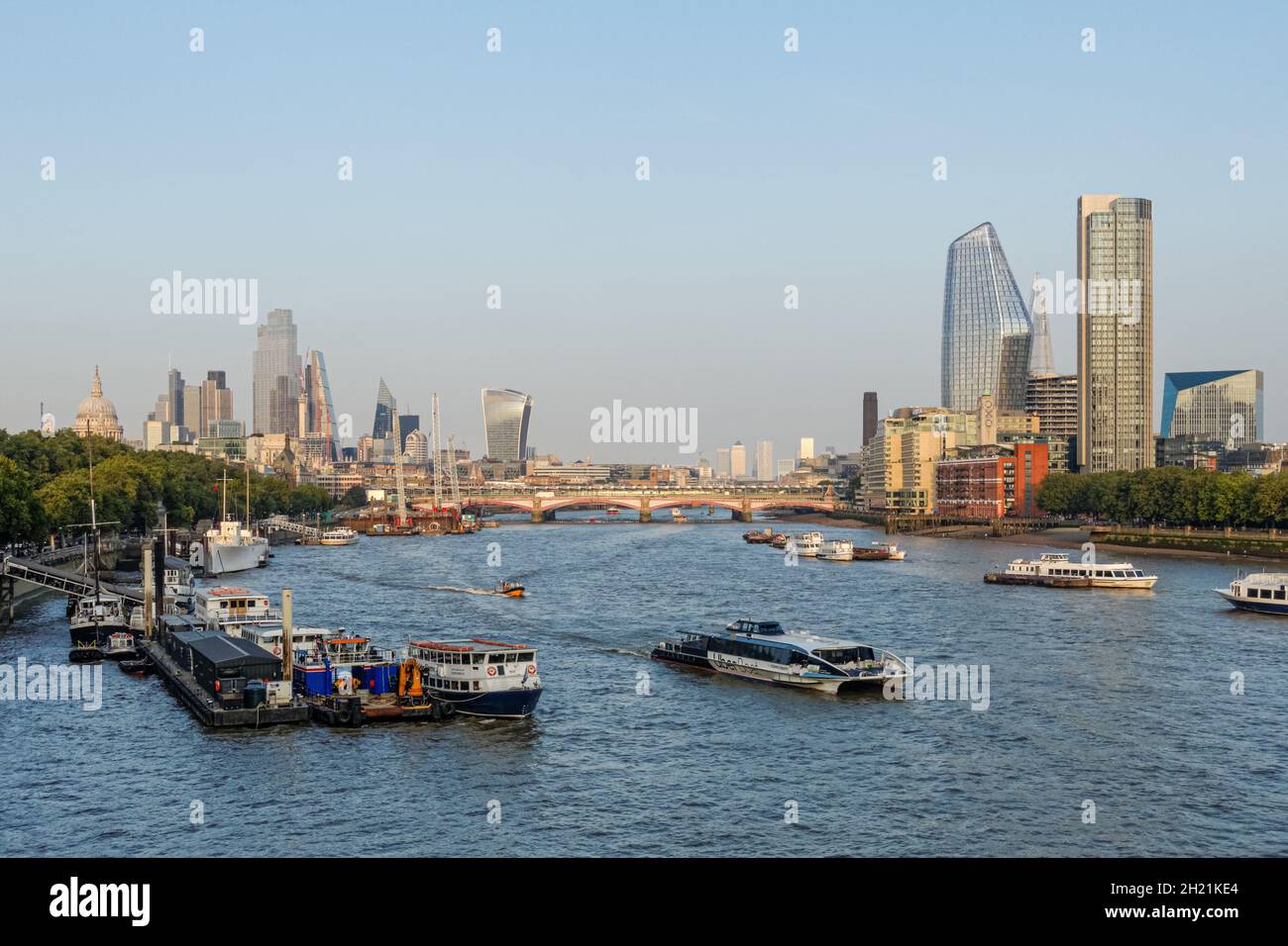 Skyline of the City of London with the River Thames, England United Kingdom UK Stock Photo