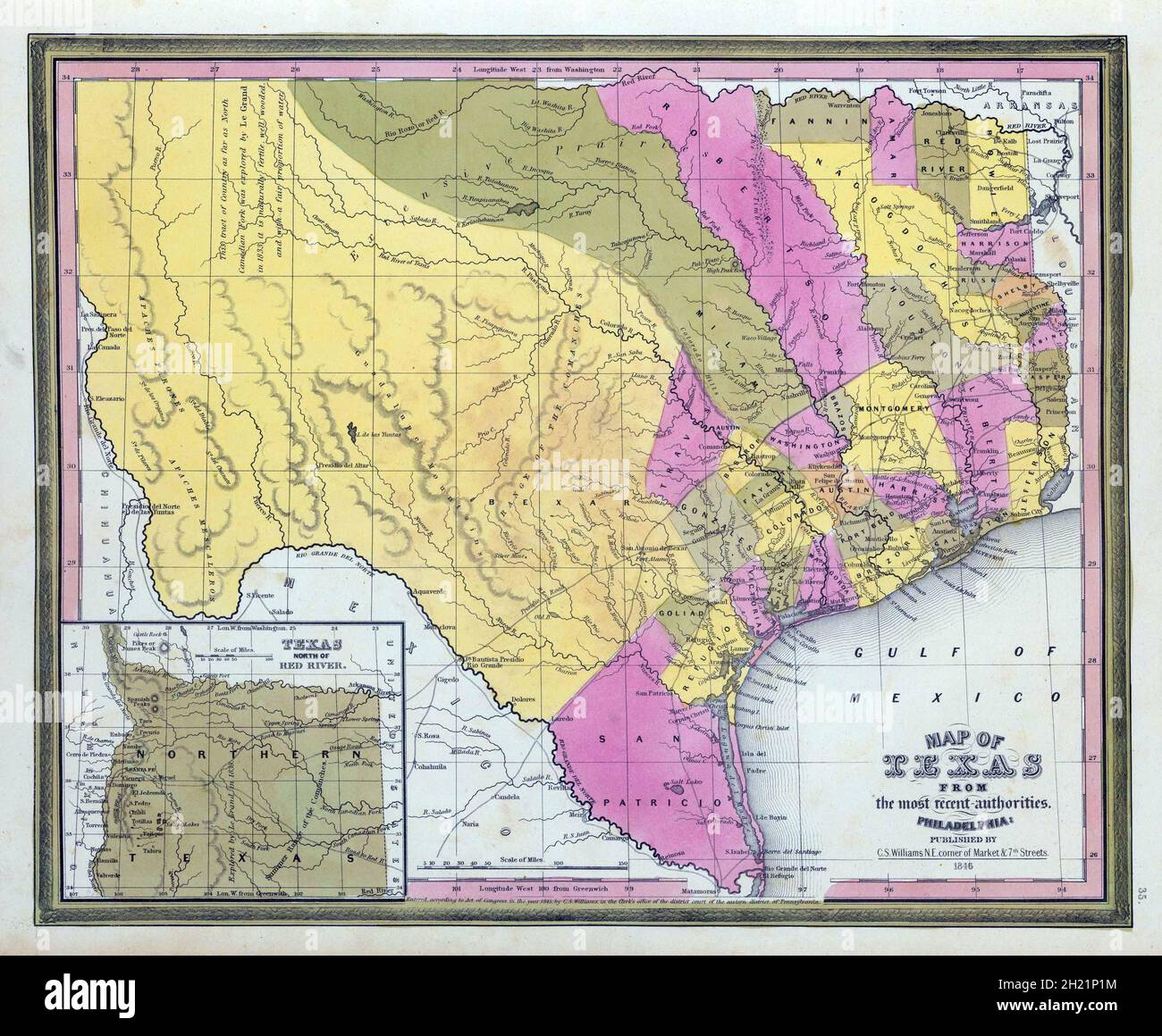 18-19th century old vintage map of Texas Stock Photo