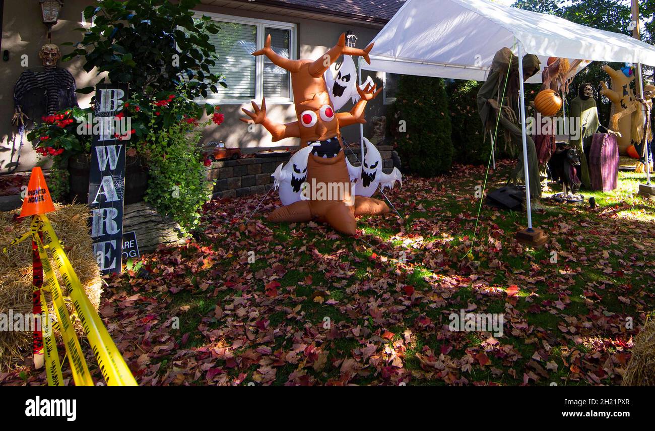 House Halloween Decorations Canada High Resolution Stock Photography