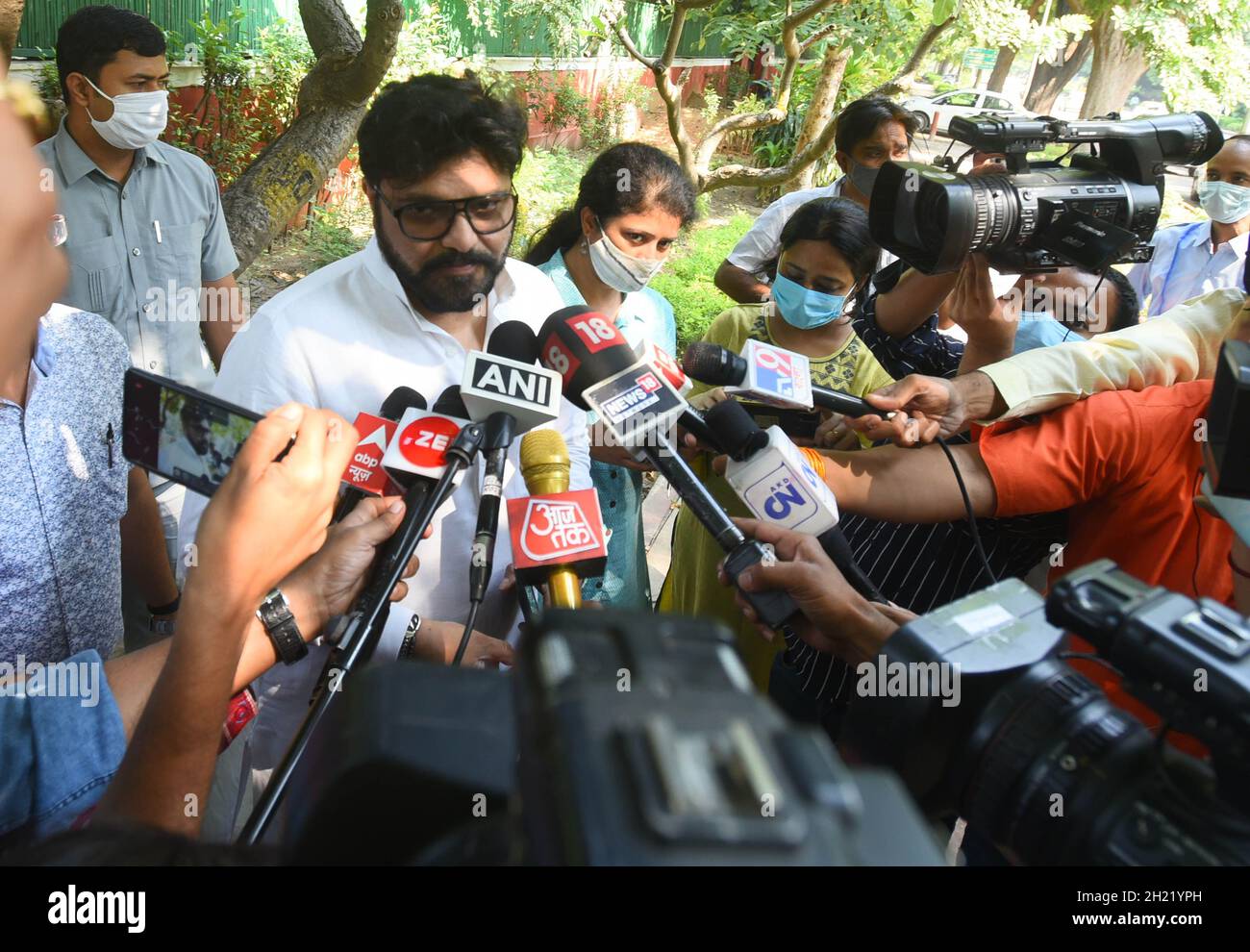 NEW DELHI, INDIA - OCTOBER 19: Babul Supriyo interacts with the media ...