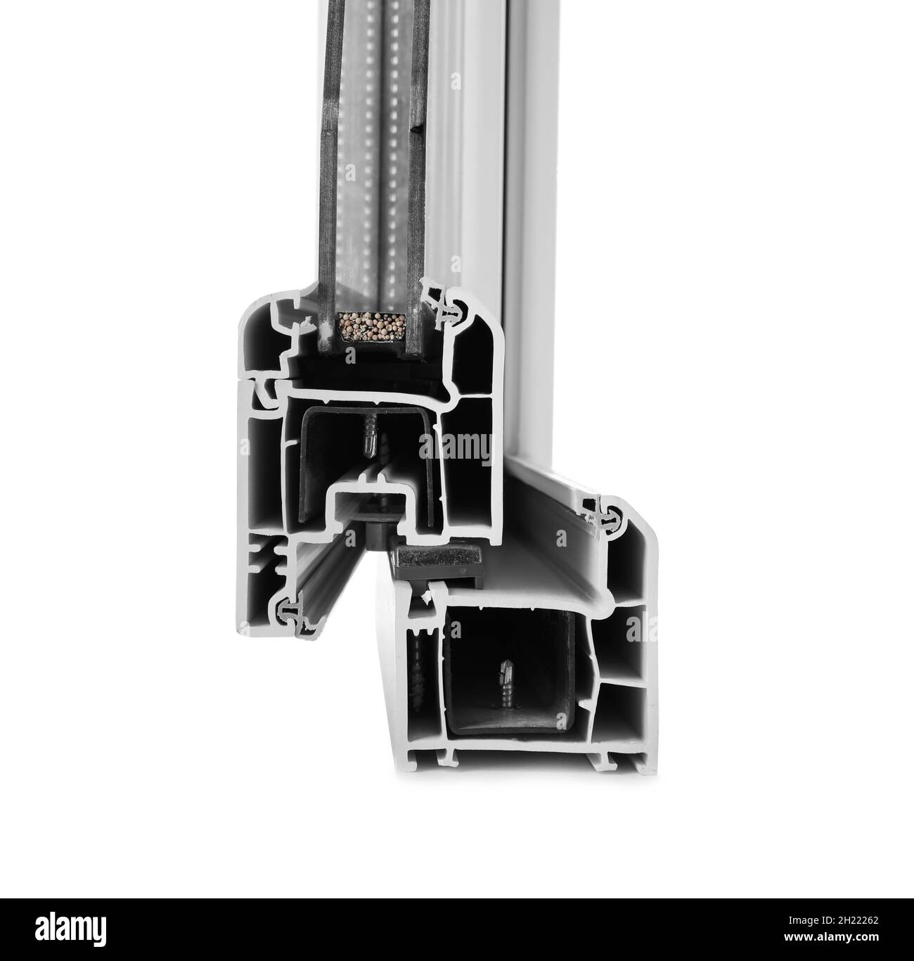 Sample of modern window profile on white background, closeup Stock ...