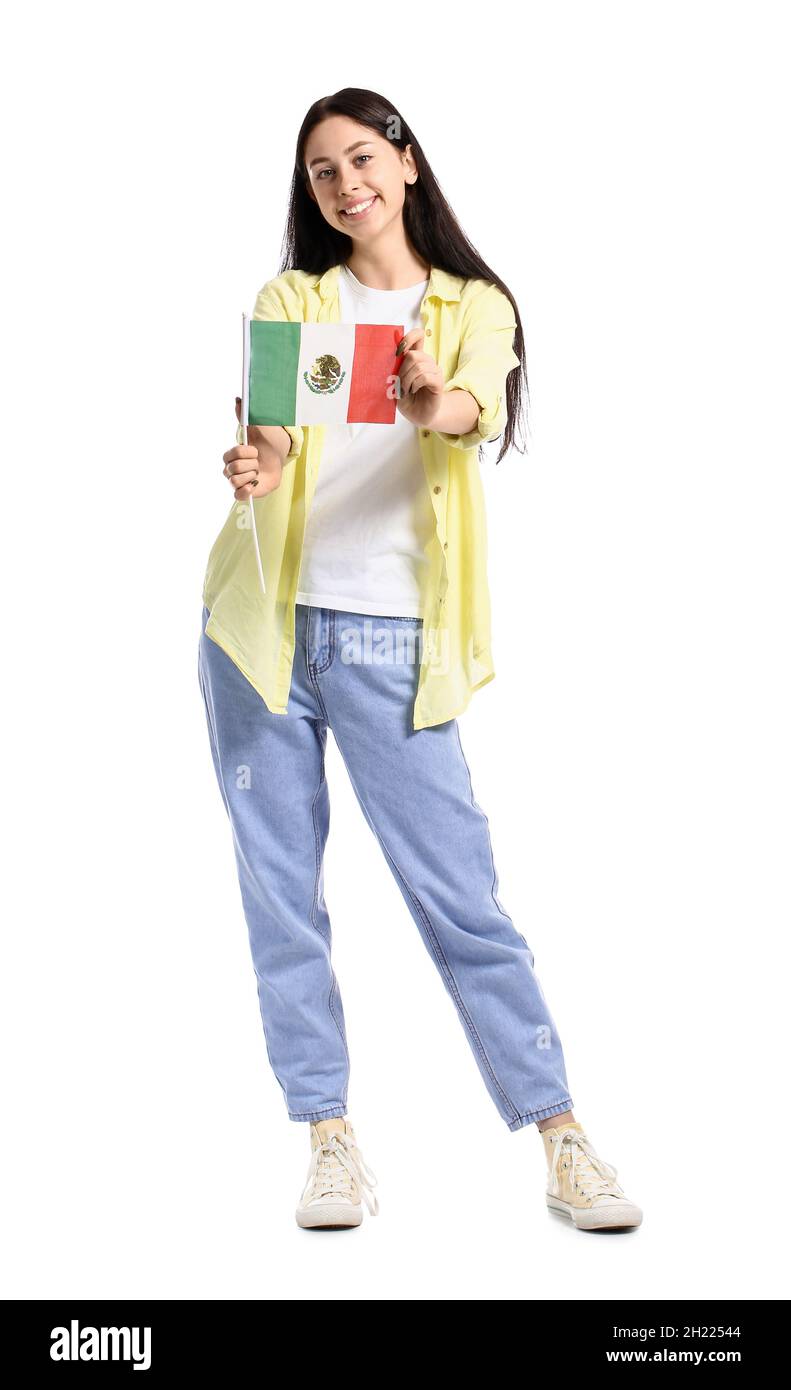 Mexican girl with flag Cut Out Stock Images & Pictures - Alamy