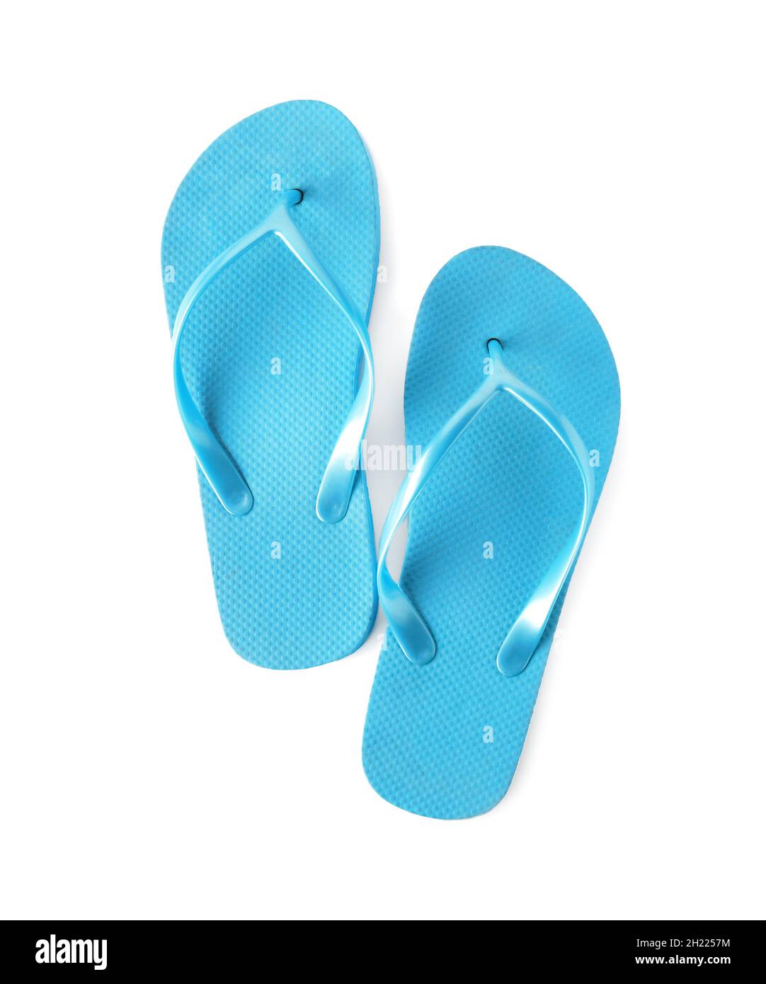 Bright flip flops on white background. Beach object Stock Photo - Alamy
