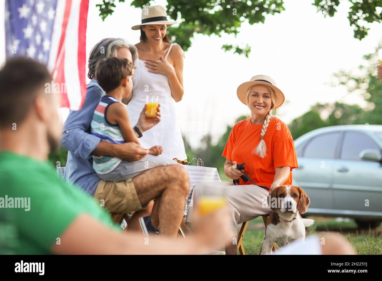 Picnic table park boy hi-res stock photography and images - Alamy