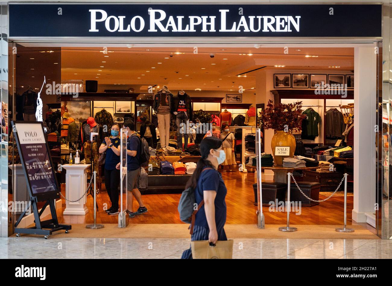 Hong Kong, China. 07th Oct, 2021. A shopper walks past the American fashion  brand Ralph Lauren store at Tung Chung district in Hong Kong. (Photo by  Budrul Chukrut/SOPA Images/Sipa USA) Credit: Sipa