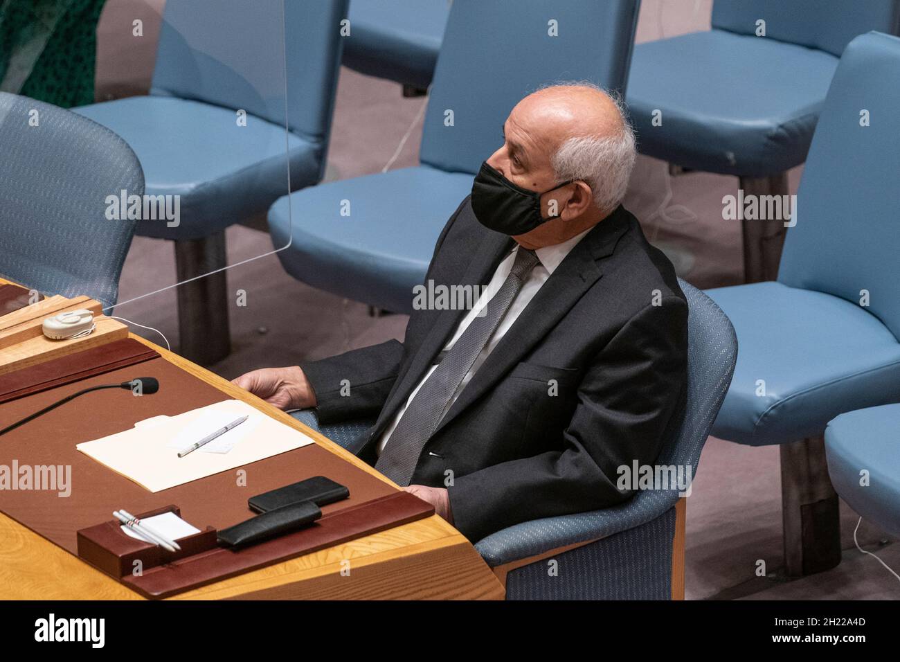 Un Palestinian Representative New York, NY - October 19, 2021: Permanent Representative of State of ...