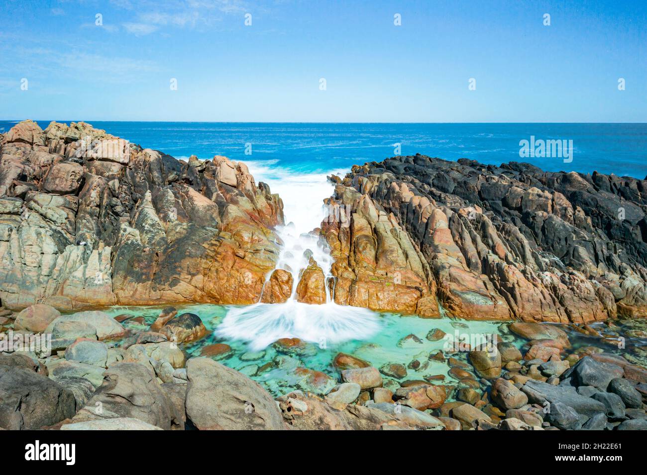 Spectacular scenic view of the natural Spa at Wyadup Rocks with waves  motion blur, Yallingup, Western Australia, WA, Australia Stock Photo - Alamy