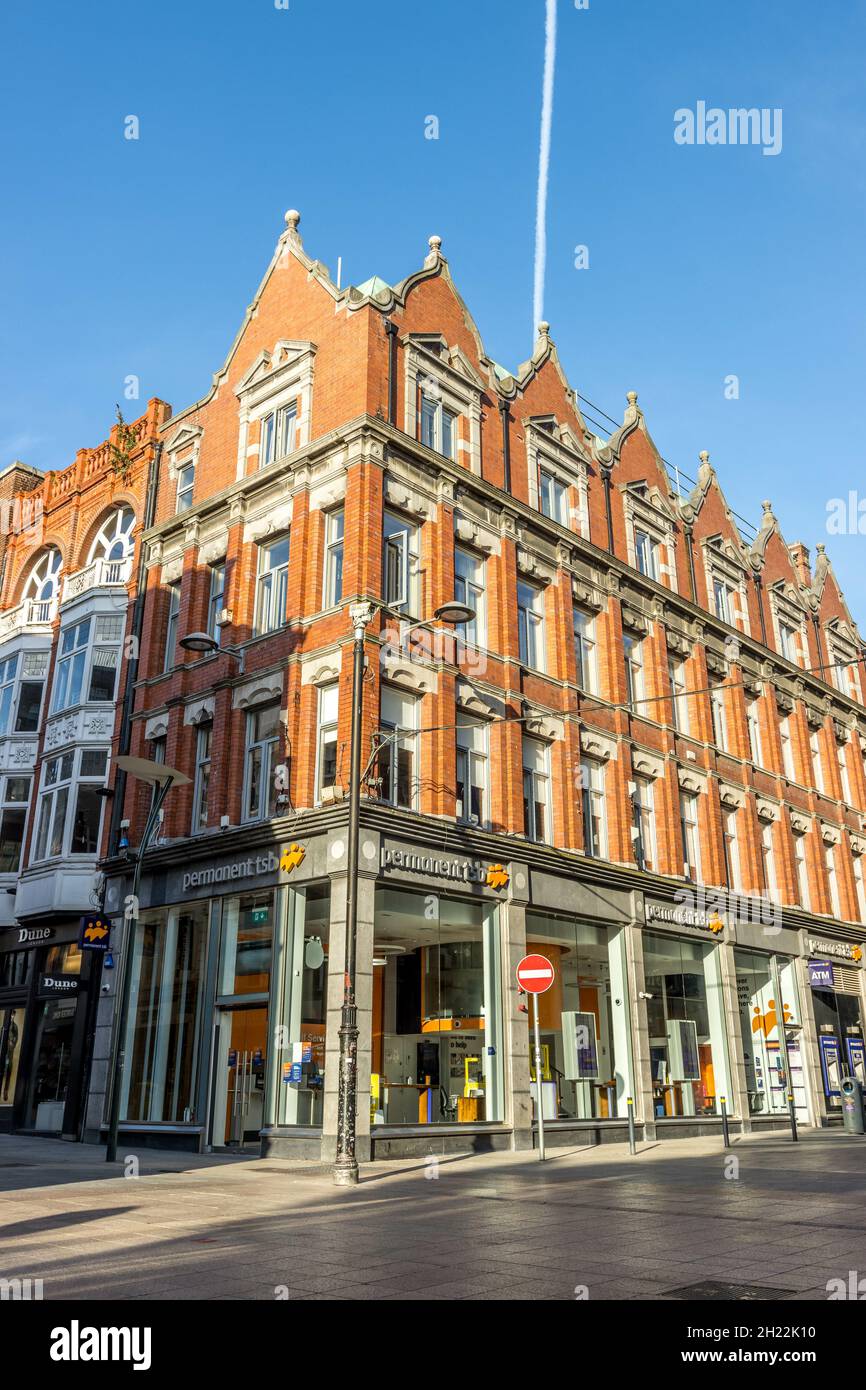 DUBLIN, IRELAND Apr 23, 2021 A scenic shot of shops, restaurants