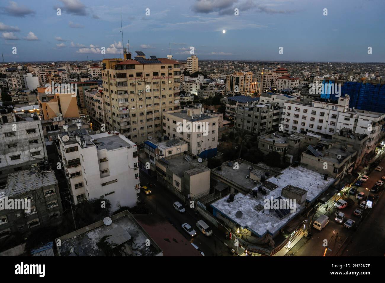 (EDITORS NOTE: Image taken with drone) Aerial view of city buildings in