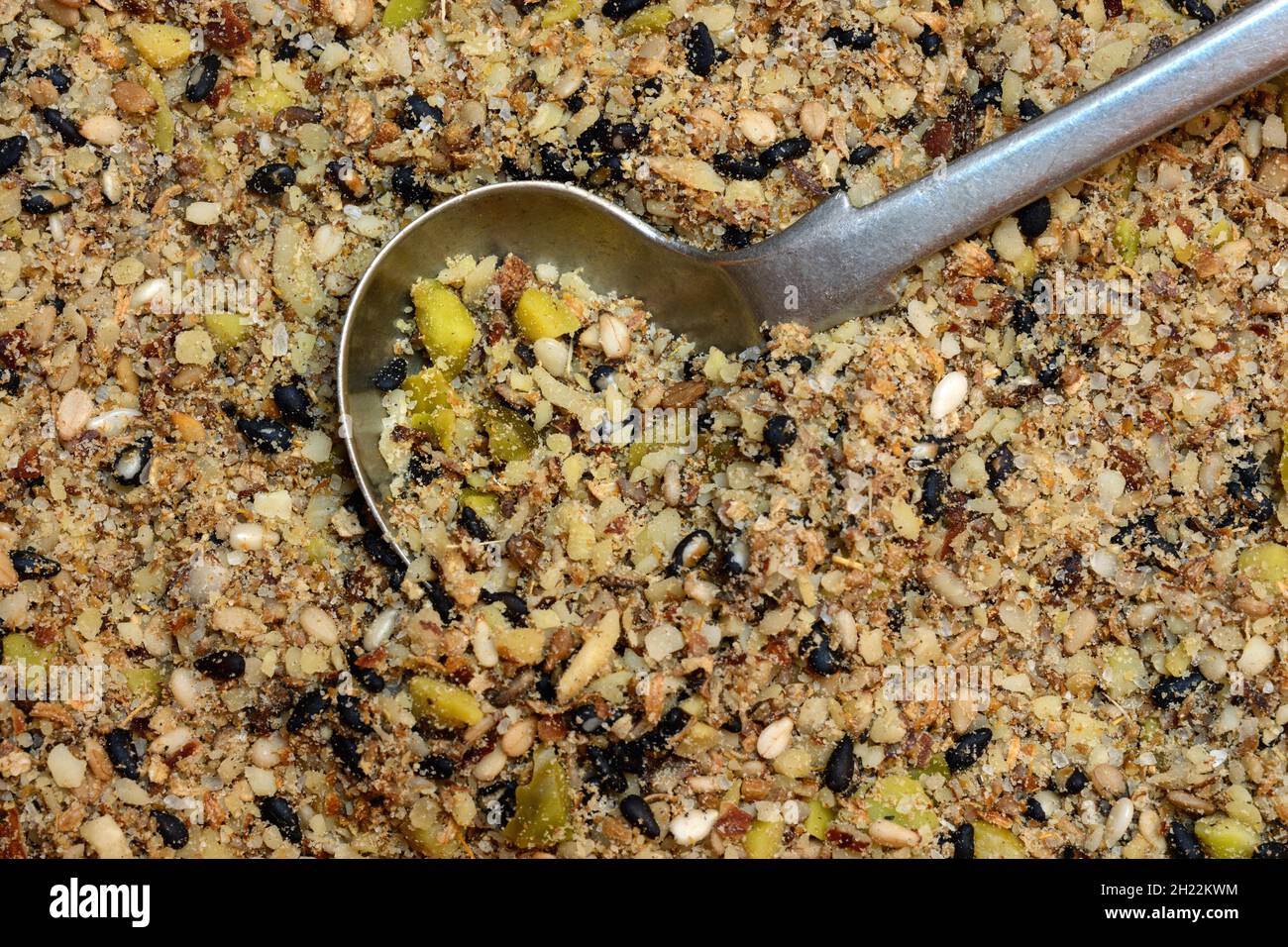 Dukkah, Arabic spice mix with spoon Stock Photo Alamy