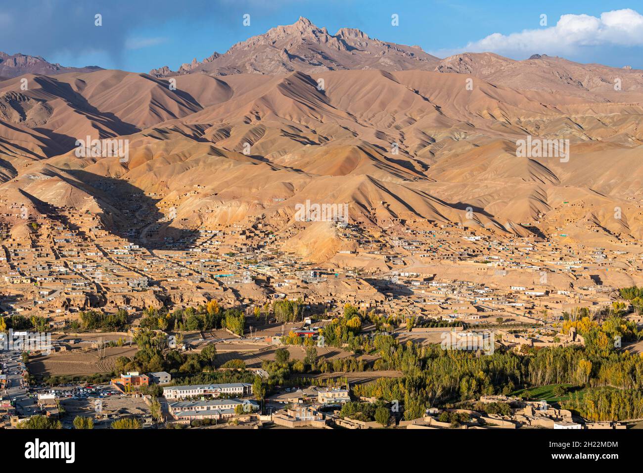 View over Bamyan, Shahr-e Gholghola or City of screams ruins, Bamyan, Afghanistan Stock Photo