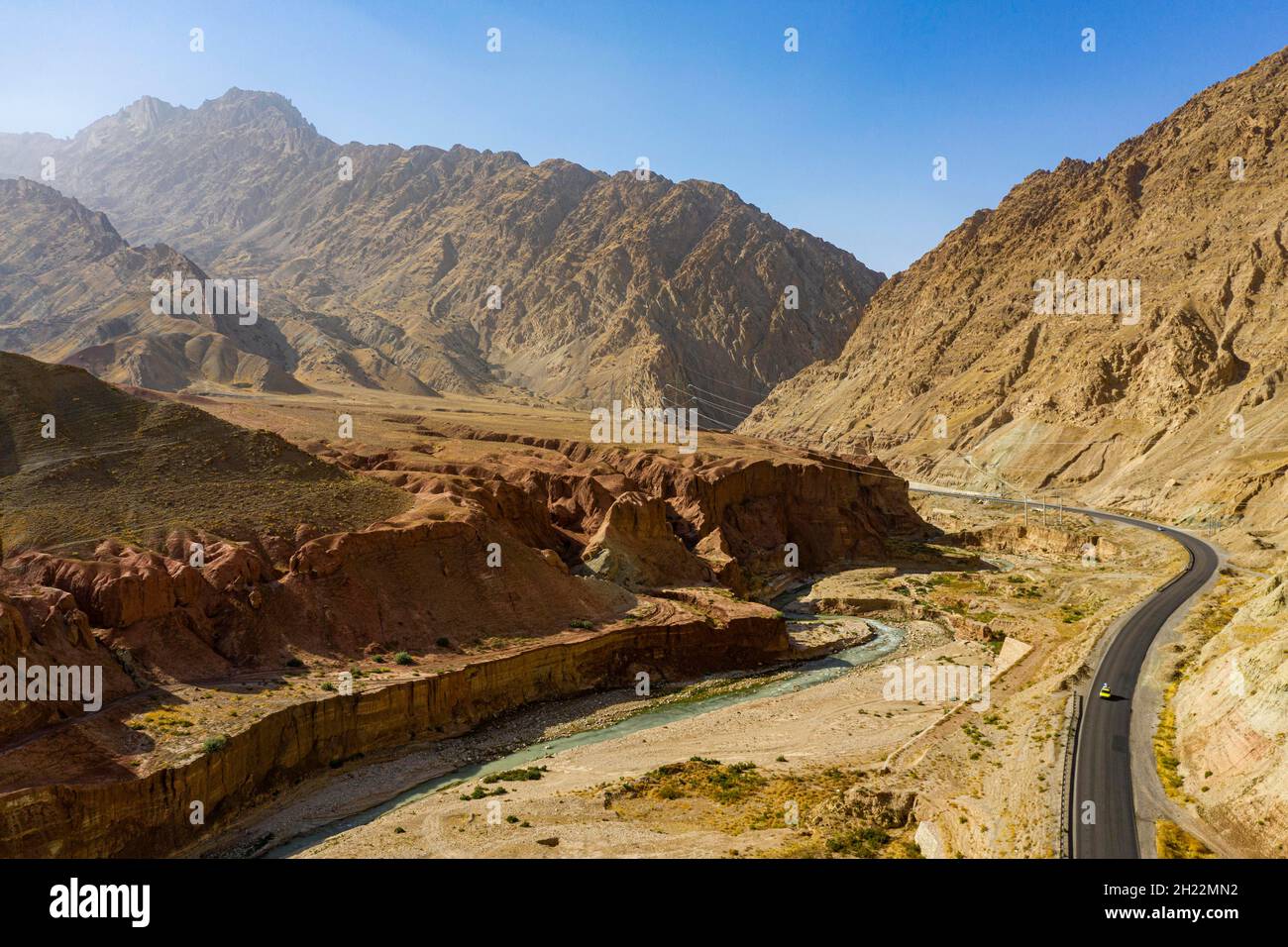 Aerial of the Samangan valley, Afghanistan, Samangan, Afghanistan Stock Photo