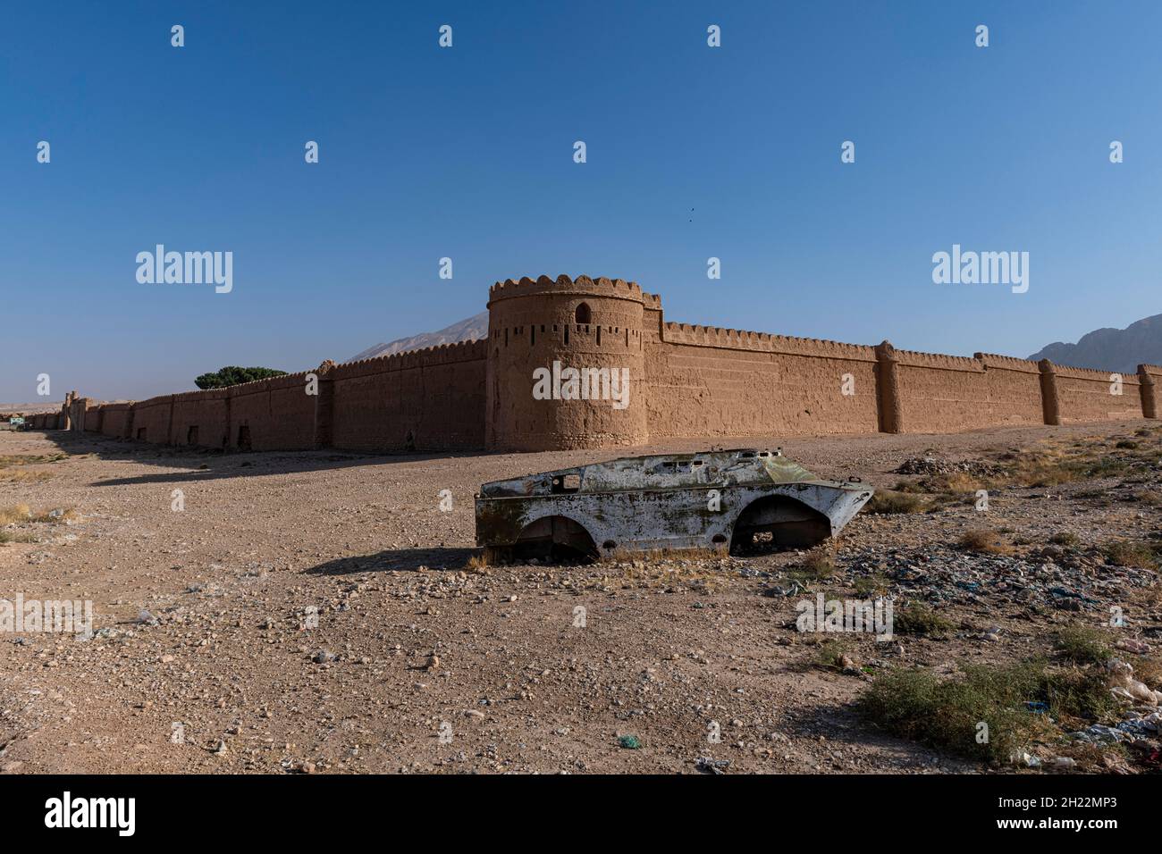 Outer walls of the Indian style Tashkurgan Palace former summer palace of the king, outside Mazar-E-Sharif, Afghansitan Stock Photo