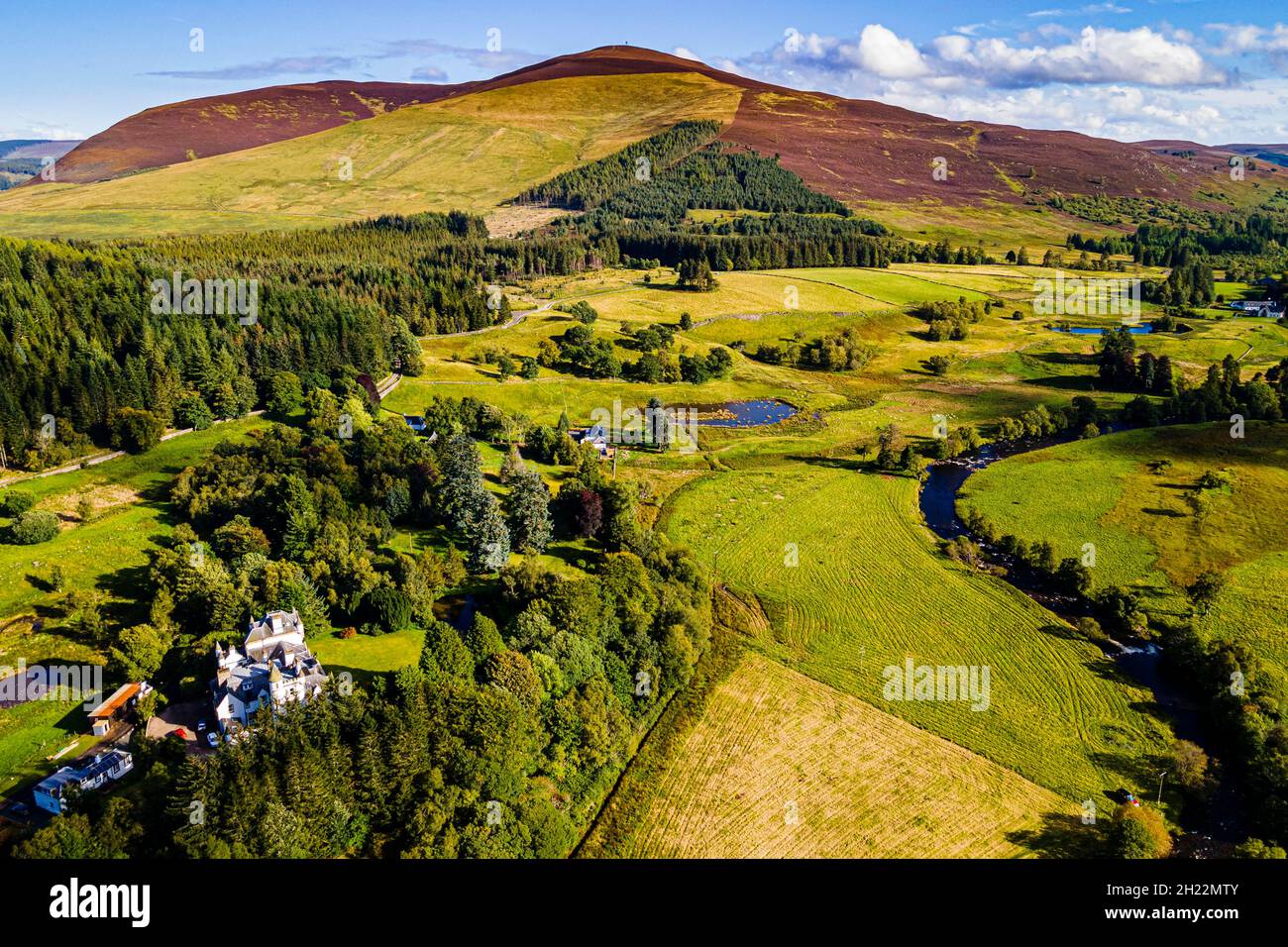 Aerial of Dalnaglar Castle, Glenshee, Scotland, UK Stock Photo Alamy