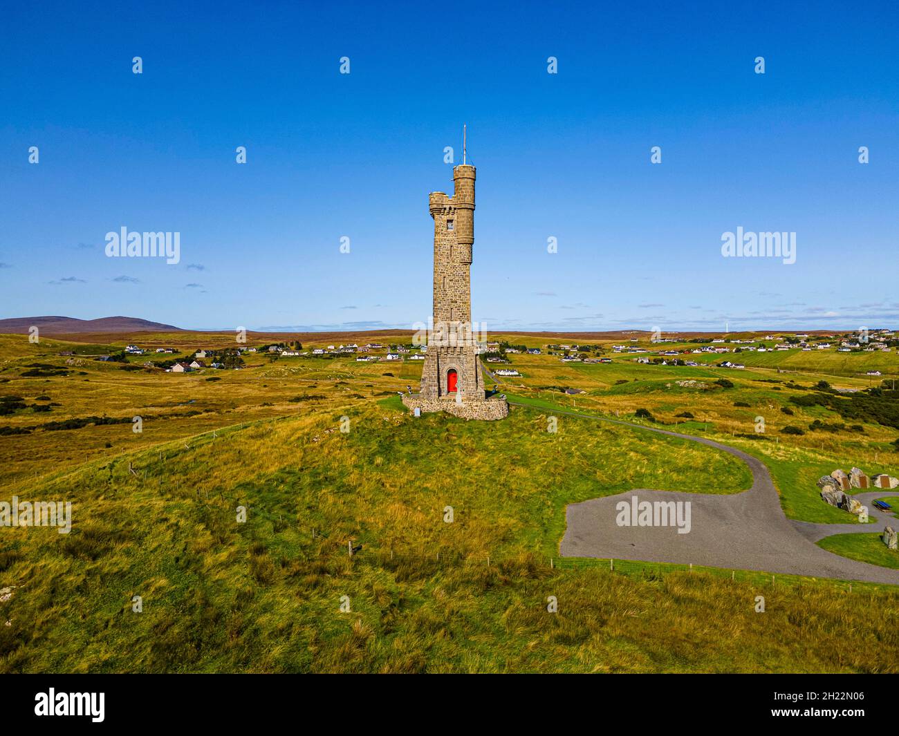 Aerial of the 1st World War Memorial, Isle of Lewis, Outer Hebrides, Scotland, UK Stock Photo
