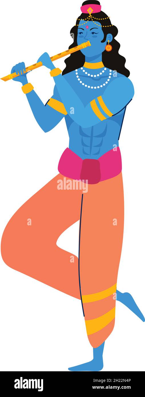 lord krishna playing flute Stock Vector Image & Art - Alamy