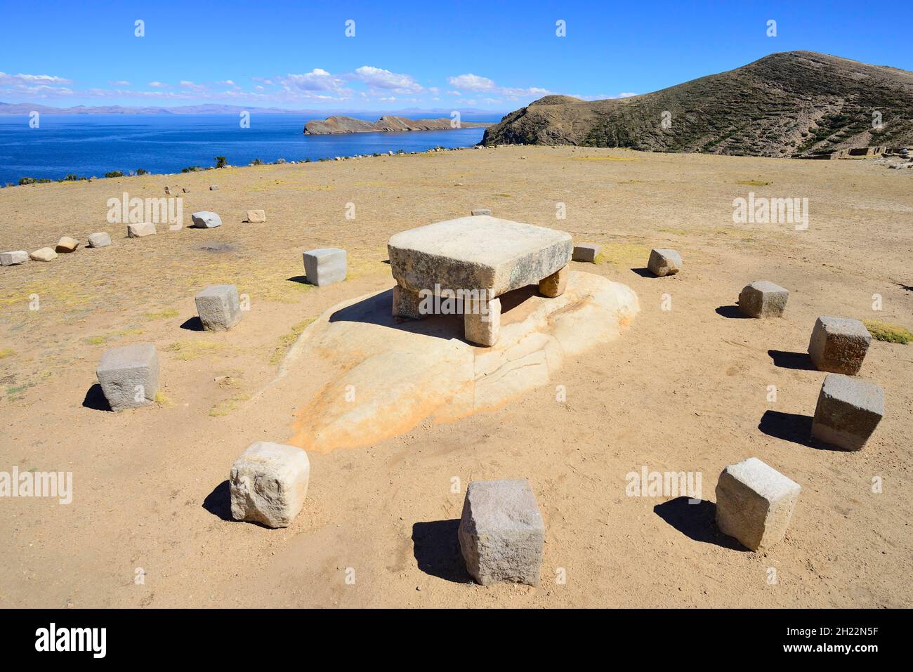 Roca Sagrada, Inca cult site, Isla del Sol, Lake Titicaca, La Paz ...