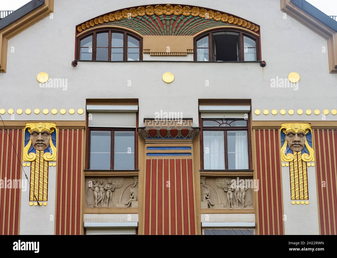 Old building, Art Nouveau, Roemerstrasse 11, Schwabing, Munich, Bavaria, Roemerstrasse, Germany Stock Photo