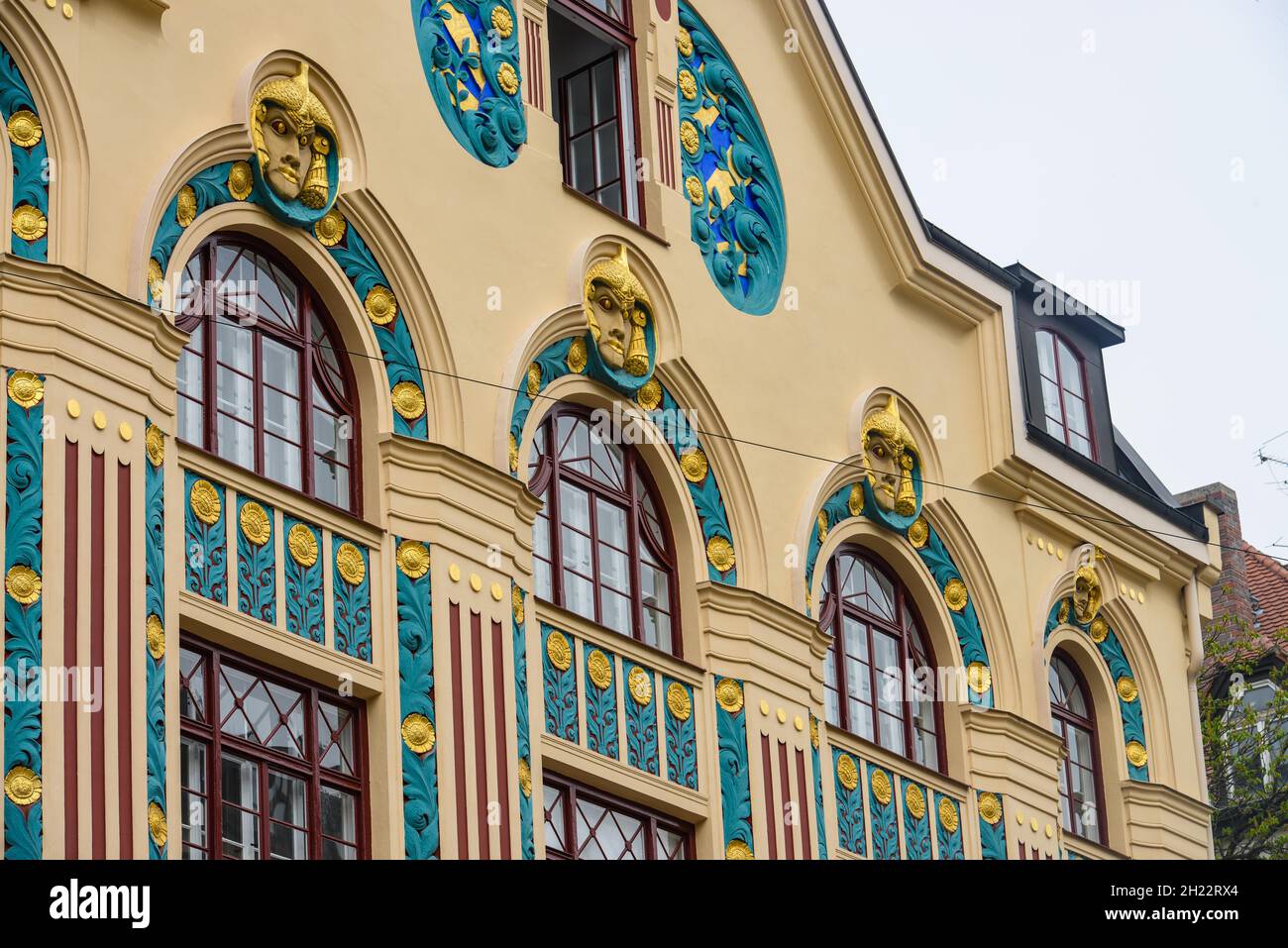 Old building, Art Nouveau, Ainmillerstrasse 22, Schwabing, Munich, Bavaria, Germany Stock Photo