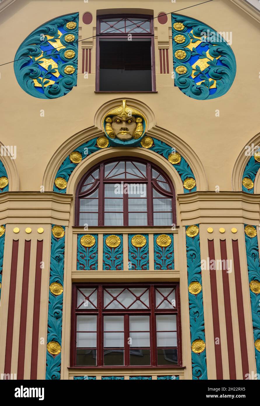 Old building, Art Nouveau, Ainmillerstrasse 22, Schwabing, Munich, Bavaria, Germany Stock Photo