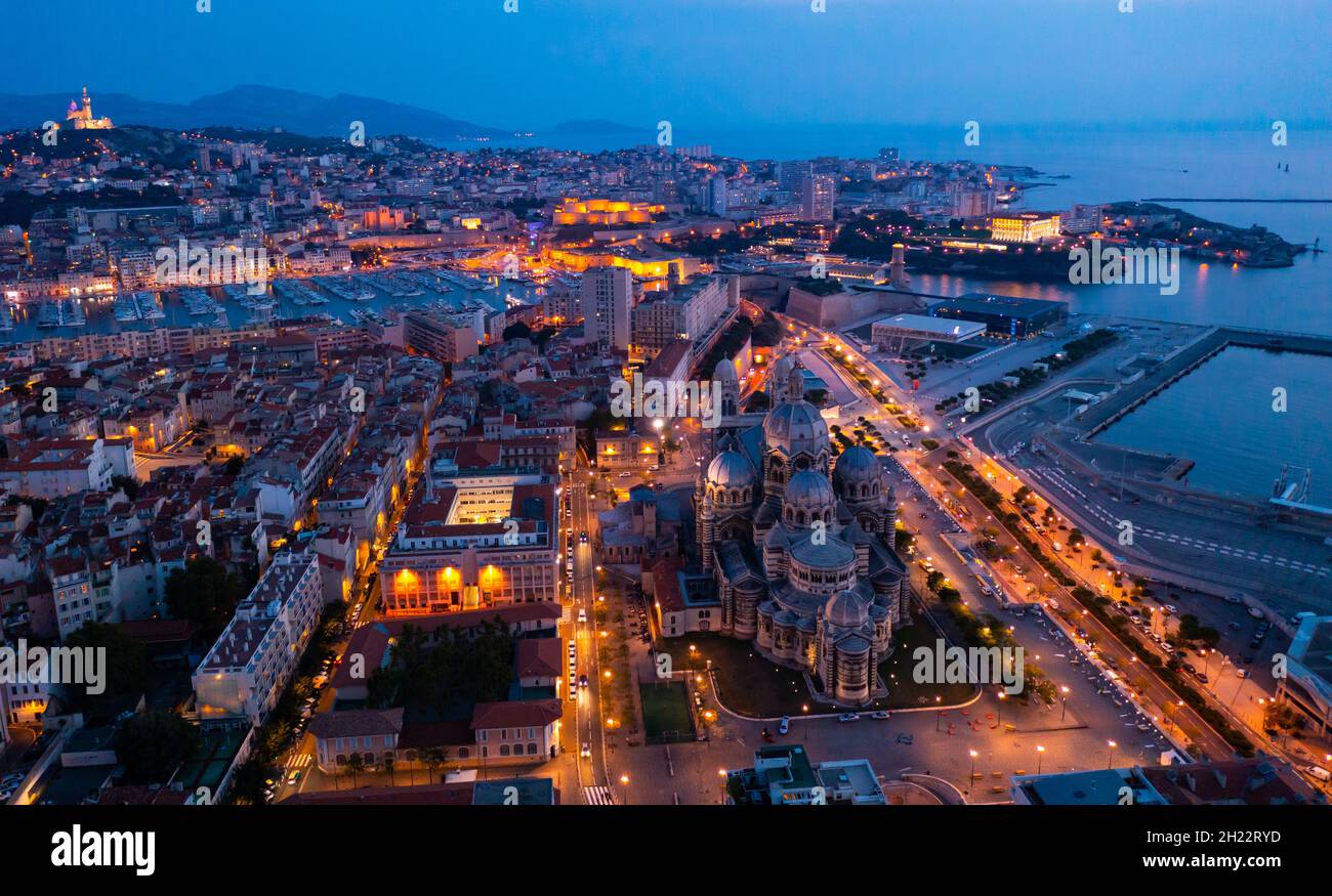 Marseille night skyline hi-res stock photography and images - Alamy