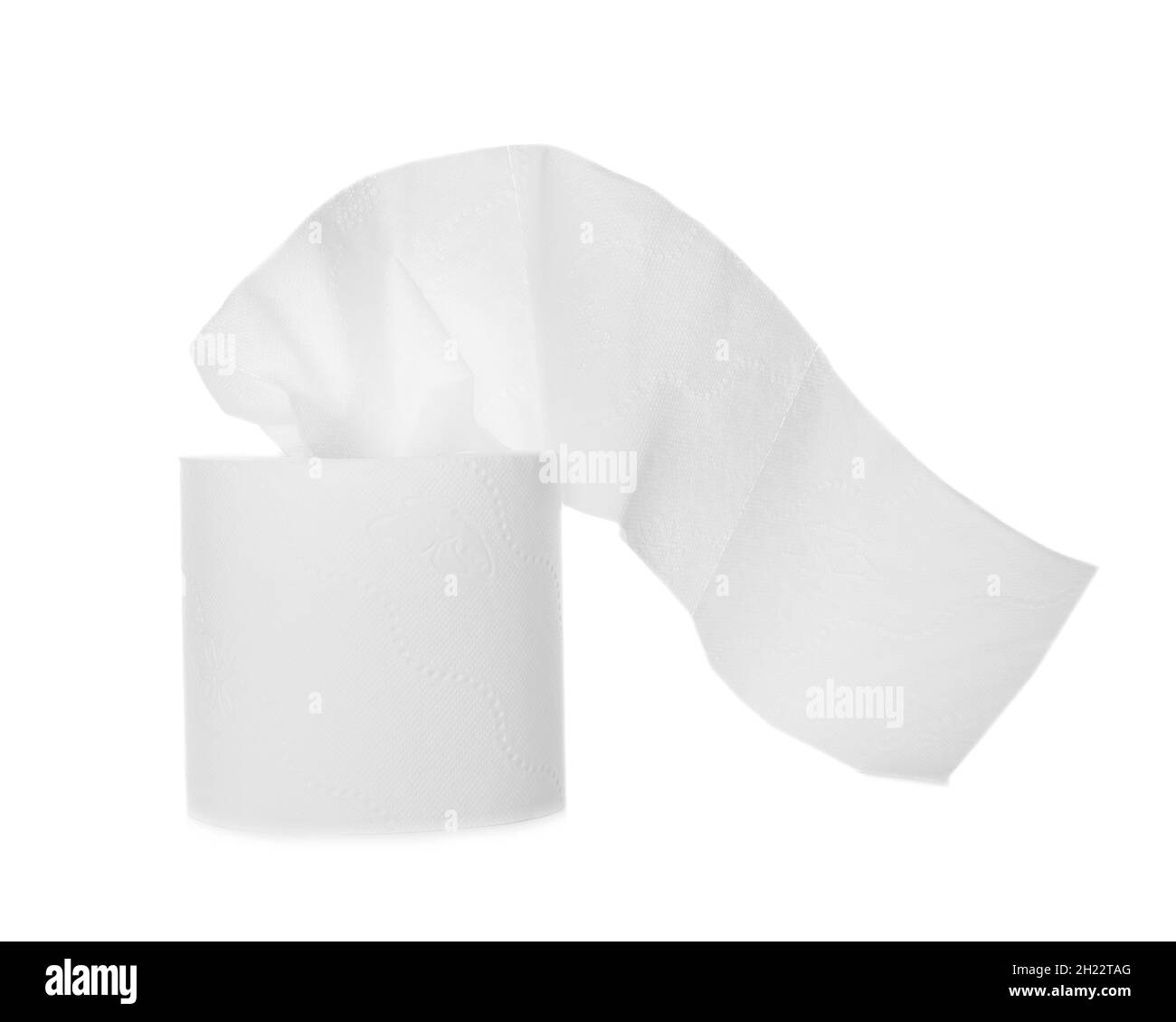Roll of toilet paper on white background Stock Photo Alamy