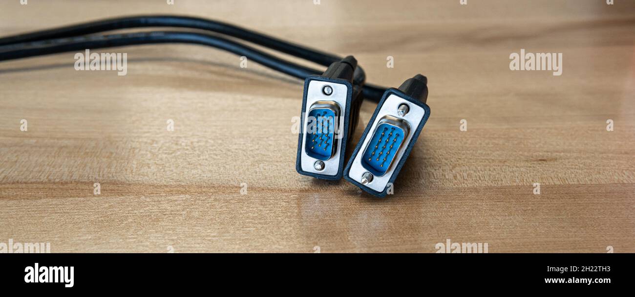 VGA Cable on office desk with connecting pins Stock Photo Alamy