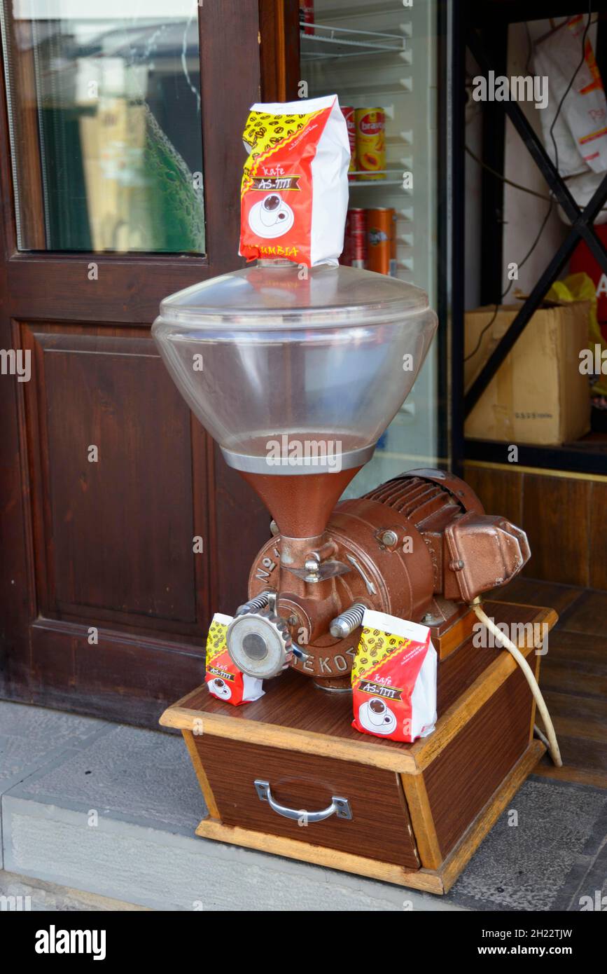 Coffee machine, Old Bazaar district, Pazari i Vjeter, historical bazaar ...