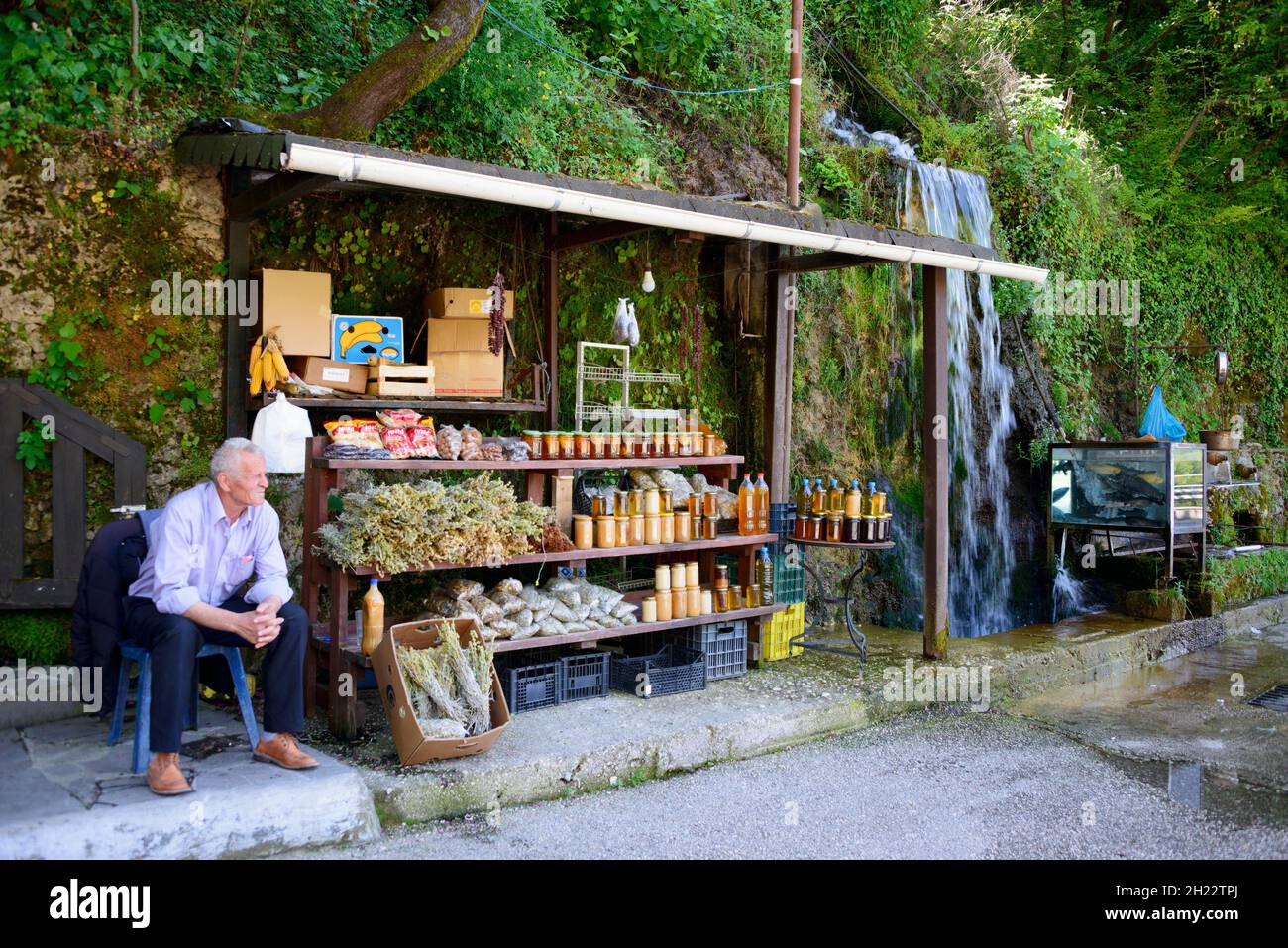 Stall, Uji i Ftothe, Albania Stock Photo