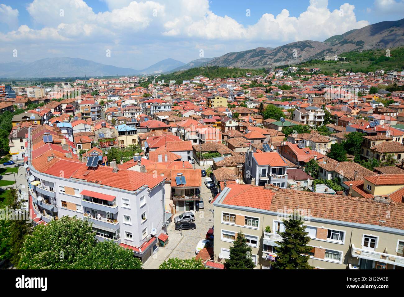 View from the Red Tower, City Centre, Korca, Korca, Albania Stock Photo
