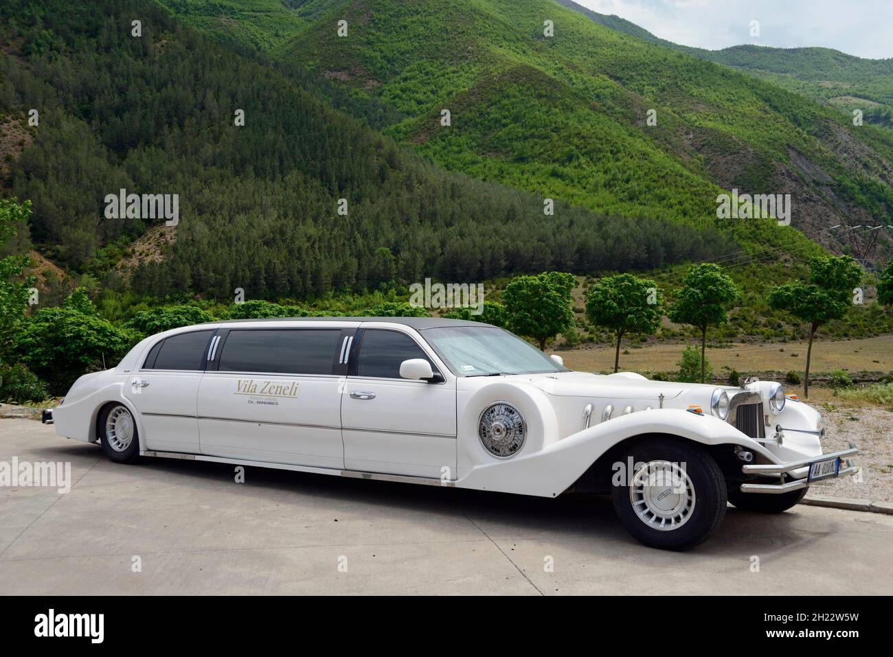 Limousine, Lincoln Town Car Excalibur, Albania Stock Photo