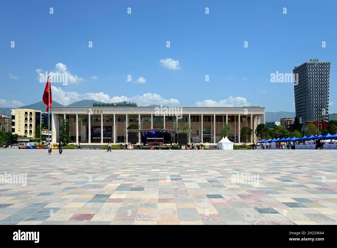 Opera House, Skanderbeg Square, Tirana, Albania Stock Photo