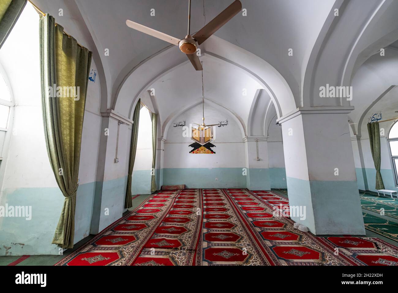 Interior of the red mosque, the mosque where Mullah Omar preached, Kandahar, Afghanistan Stock Photo