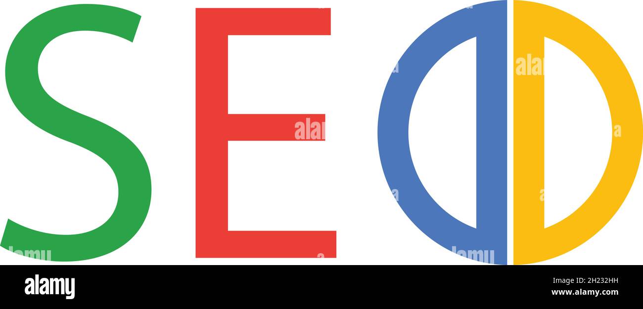 LETTERS SEO LOGO DESIGN WITH NEGATIVE SPACE EFFECT FOR ILLUSTRATION USE Stock Vector