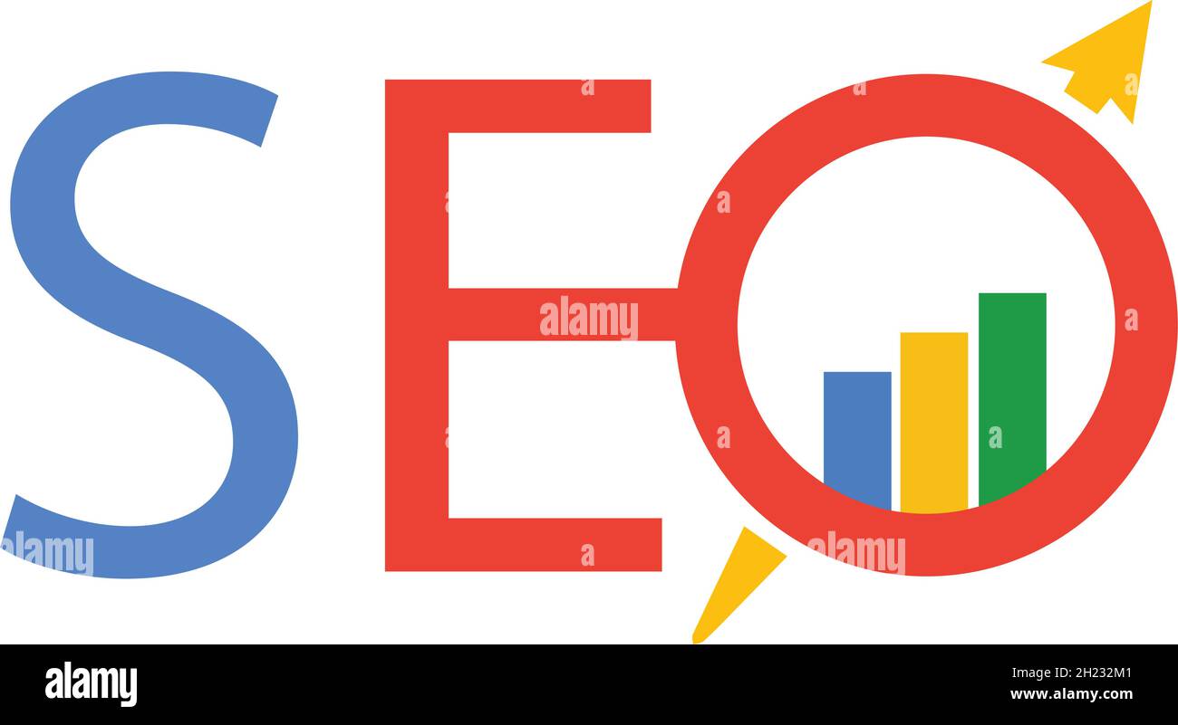 LETTERS SEO LOGO DESIGN WITH NEGATIVE SPACE EFFECT FOR ILLUSTRATION USE Stock Vector