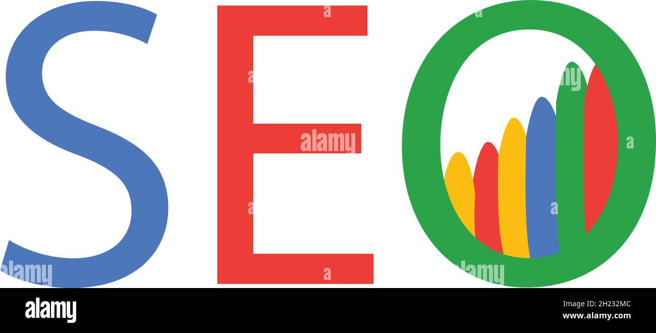 LETTERS SEO LOGO DESIGN WITH NEGATIVE SPACE EFFECT FOR ILLUSTRATION USE Stock Vector