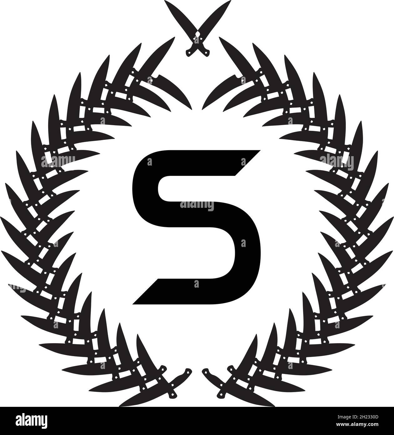 LETTER S LOGO WITH KNIFE ICON FOR ILLUSTRATION USE Stock Vector