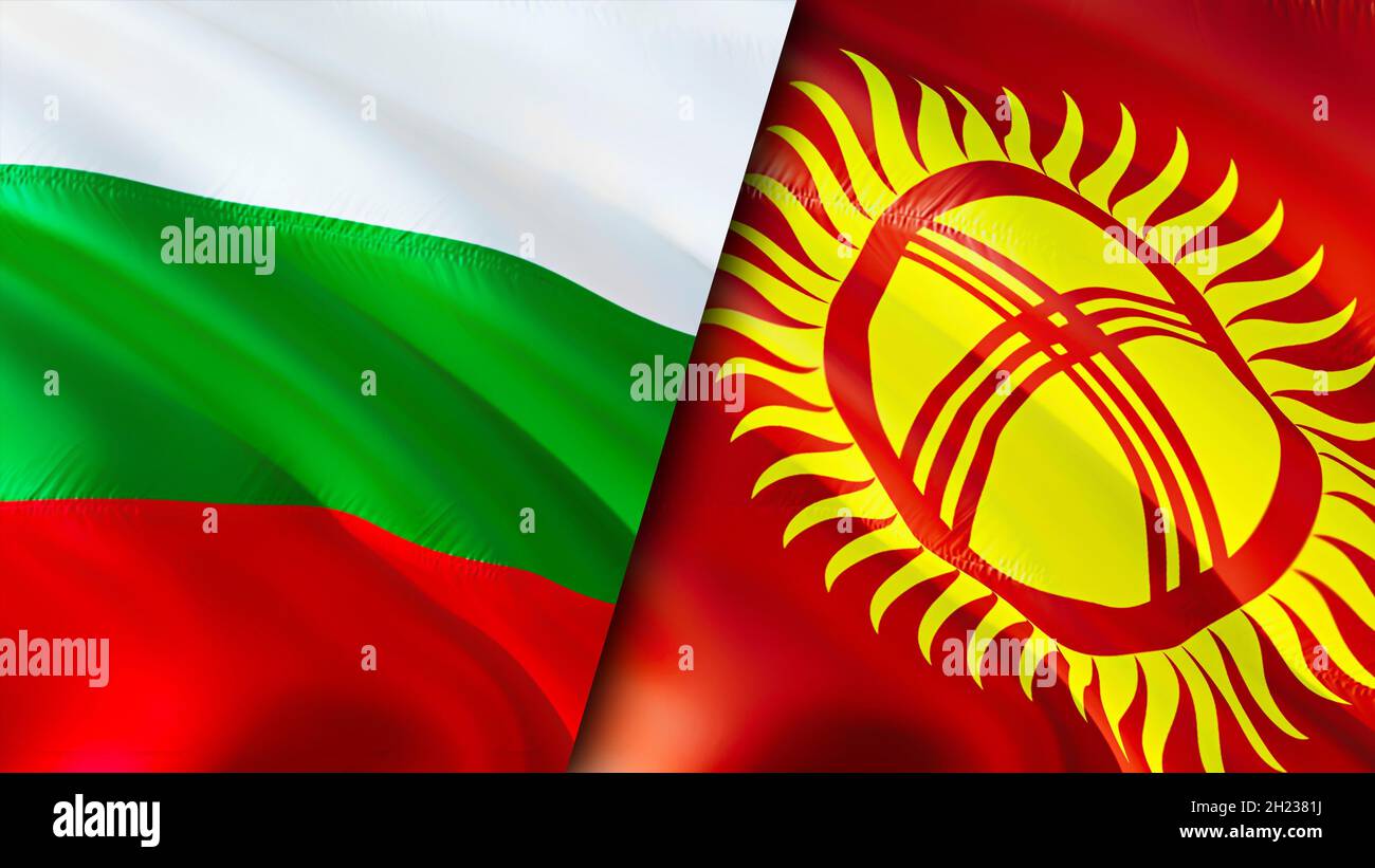 Bulgaria and Kyrgyzstan flags. 3D Waving flag design. Bulgaria Kyrgyzstan  flag, picture, wallpaper. Bulgaria vs Kyrgyzstan image,3D rendering.  Bulgari Stock Photo - Alamy