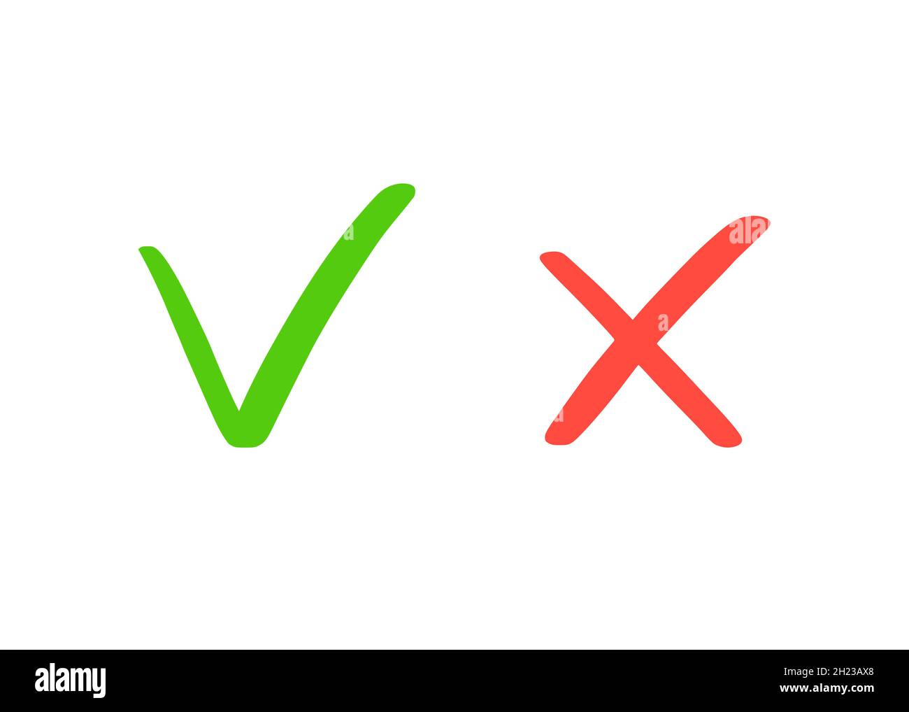 Mark X And V In Check Box. Green Hooks, Red Crosses. Yes No Icons For  Websites Or Applications, Highlight Selection. Right Wrong Signs Isolated  On White. Red Cross, Green Tick Vector Set