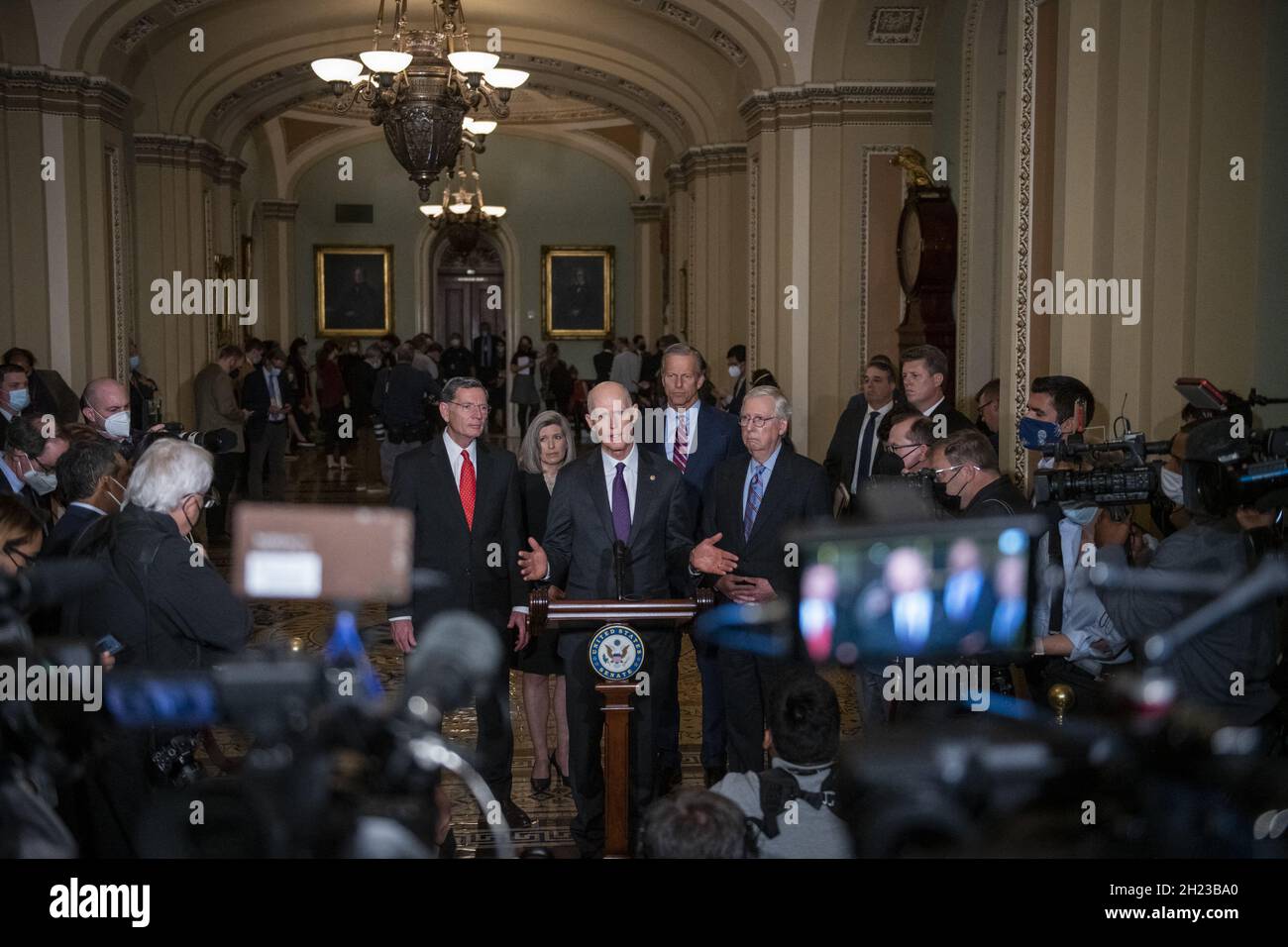 United States Senator Rick Scott (Republican of Florida) offers remarks ...