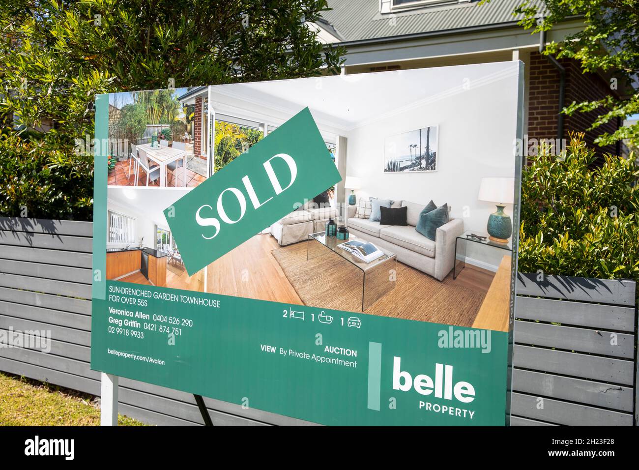 Australia Sydney home sold with real estate agent marketing board
