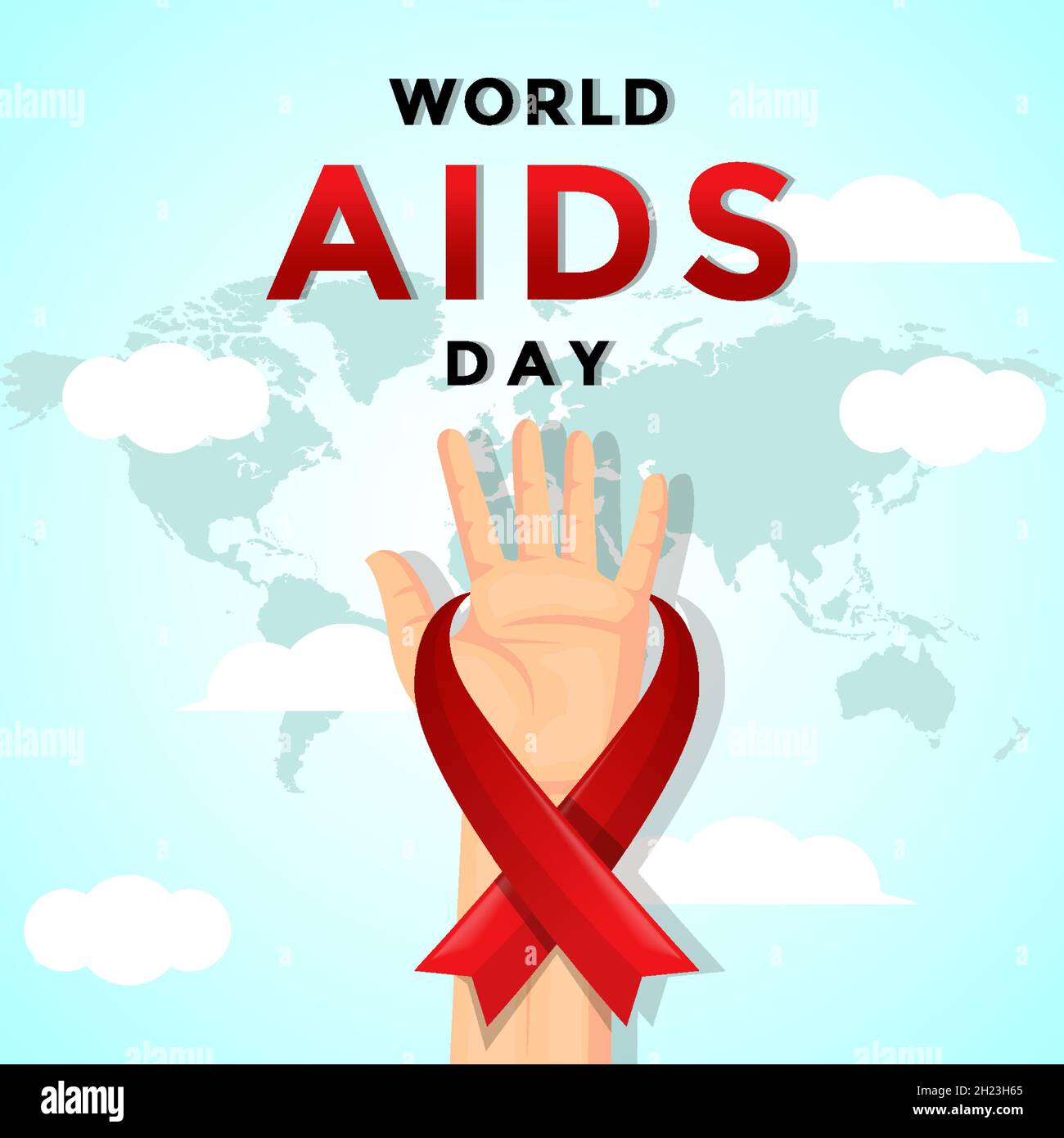 Hand ribbon world aids Stock Vector Images - Alamy