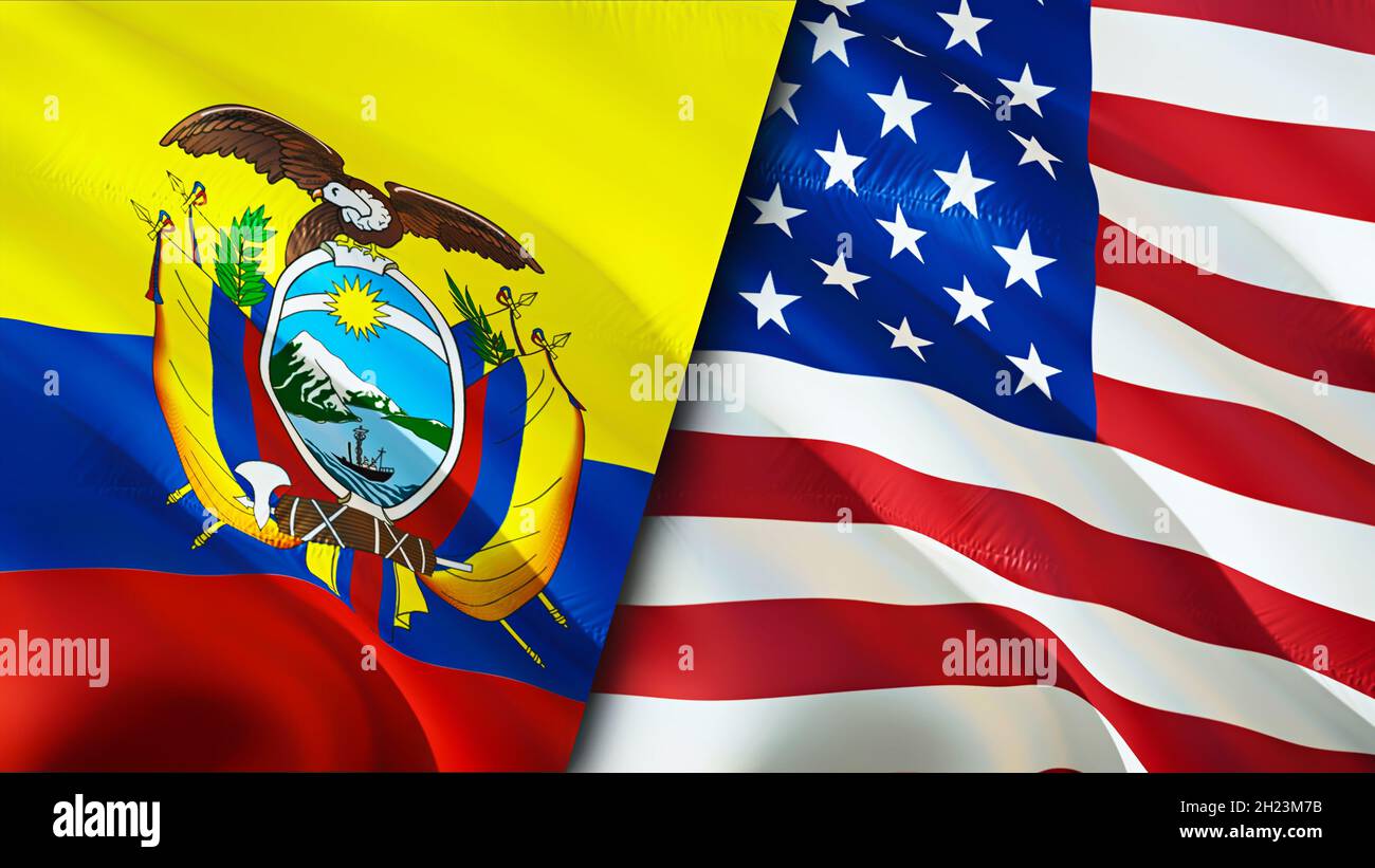 Ecuador And Usa Flags 3d Waving Flag Design Ecuador Usa Flag Picture